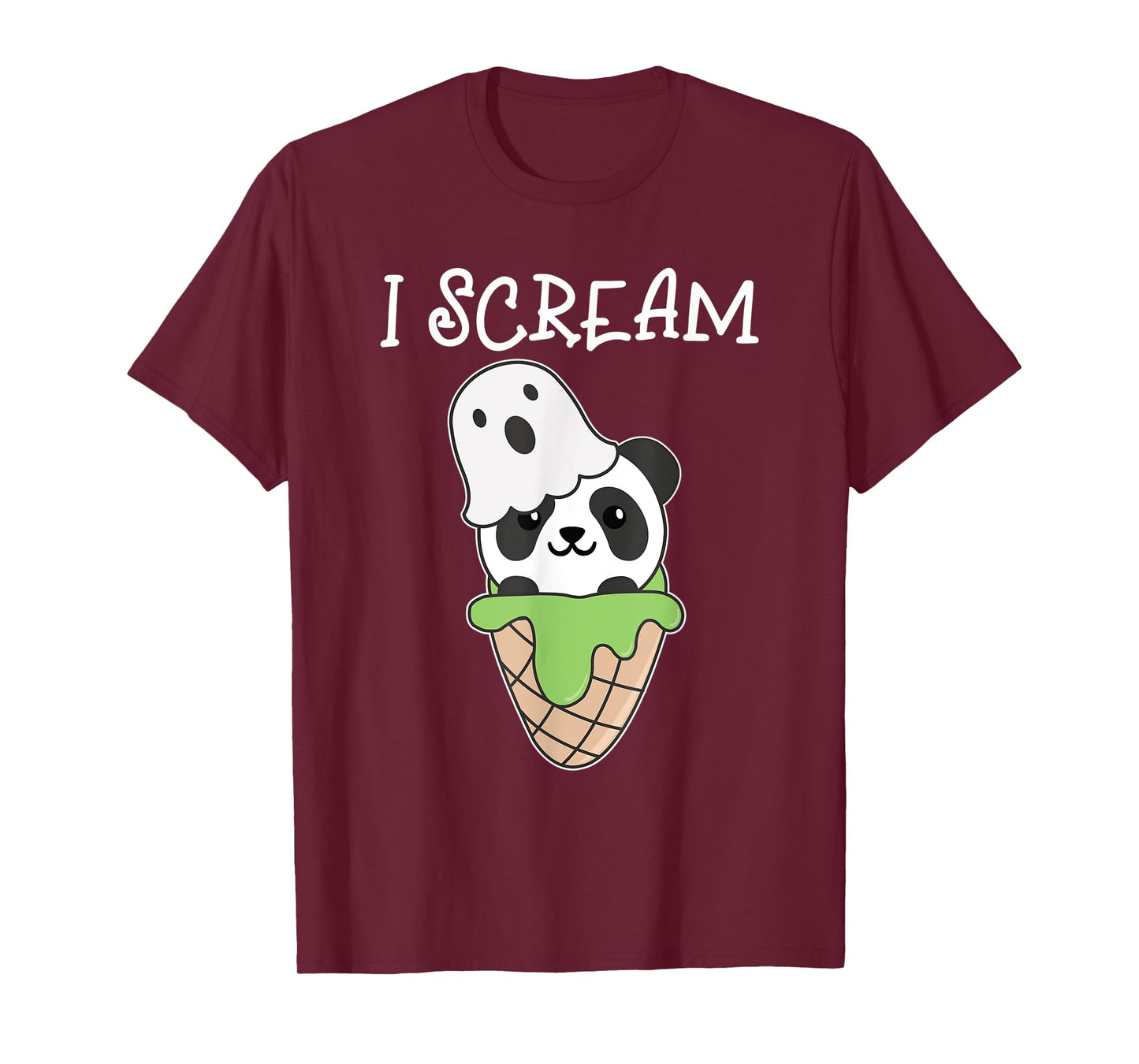 Panda Halloween Ghost I Scream Ice Cream Pun Men Women Kids T-Shirt