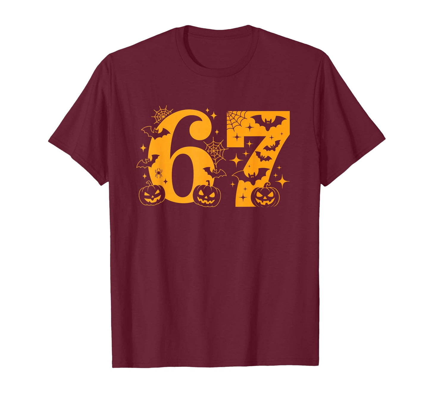 Six Seven Halloween Spooky Scary Fun Bat Pumpkin Spiderweb T-Shirt