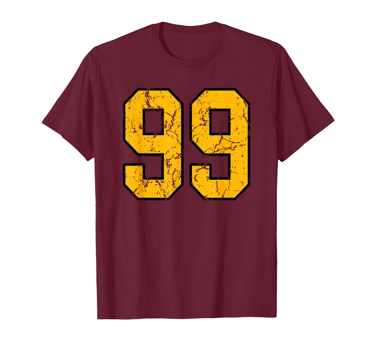 Gold and Black Sports Number 99 Jersey Uniform Player T-Shirt