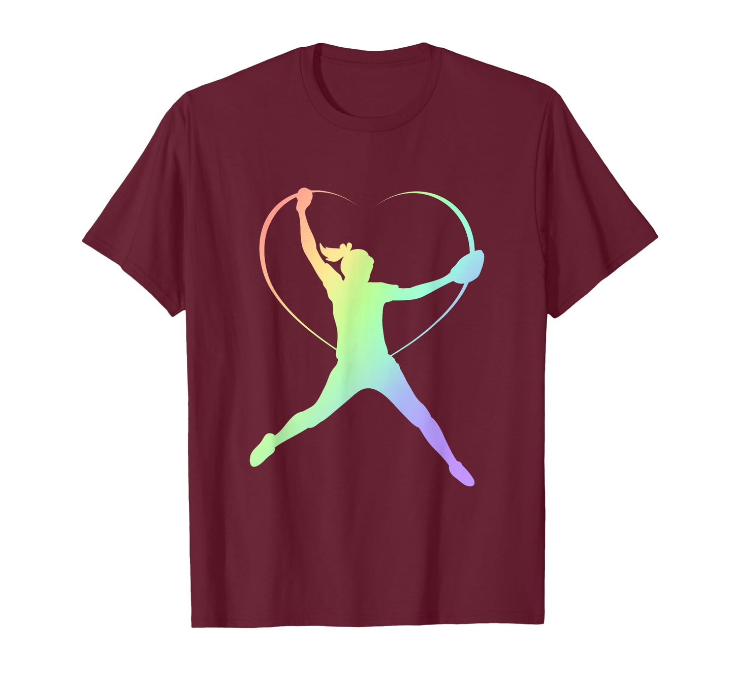 Soft Rainbow Softball Gifts For Teen Girls Pitcher Patterned T-Shirt