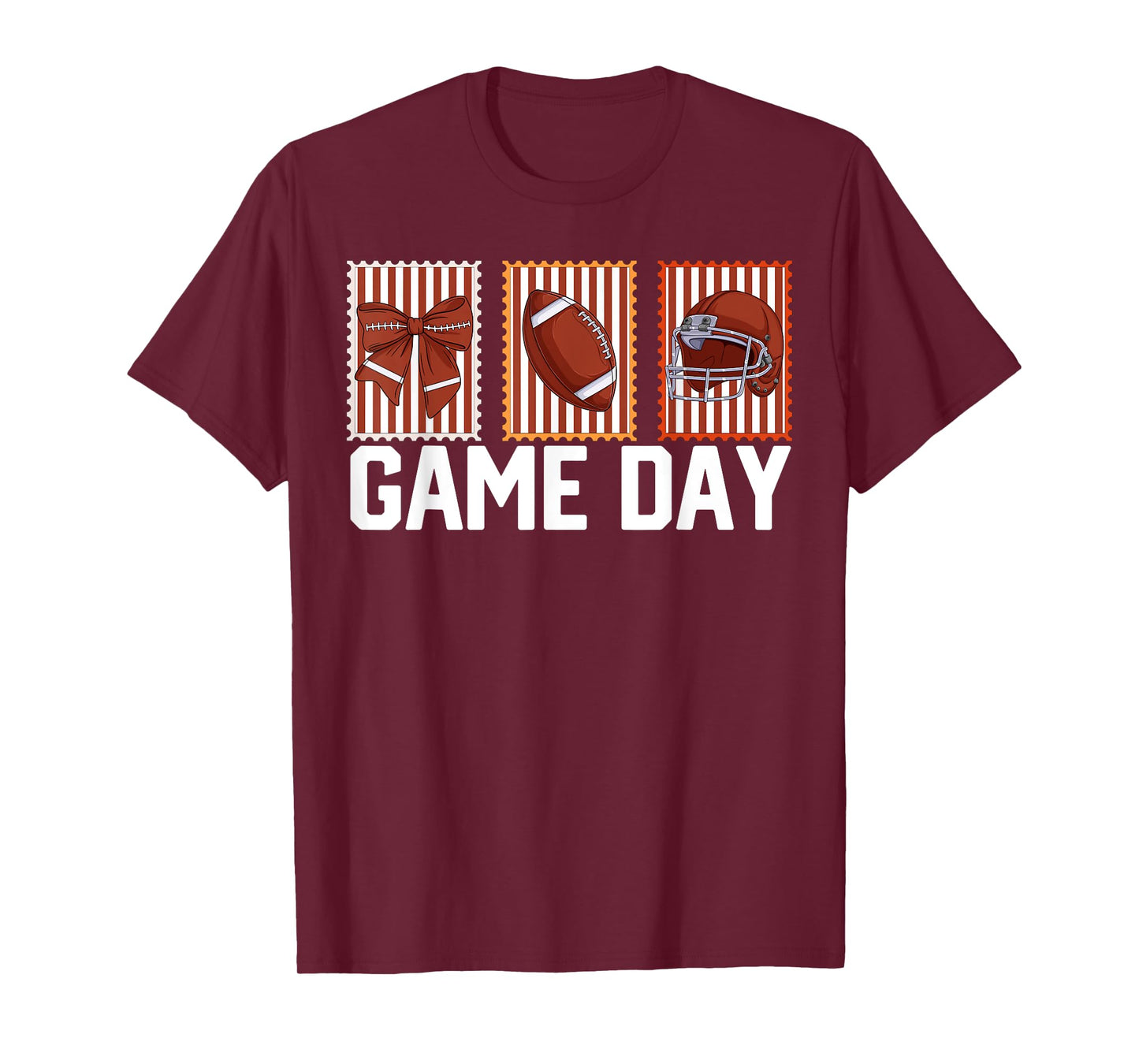 Football Stamps Women Girls Coquette Bow Football Game Day T-Shirt