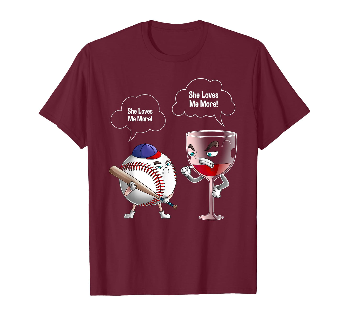 Cool She Loves Me Baseball And Wine Funny Drink Player Gift T-Shirt