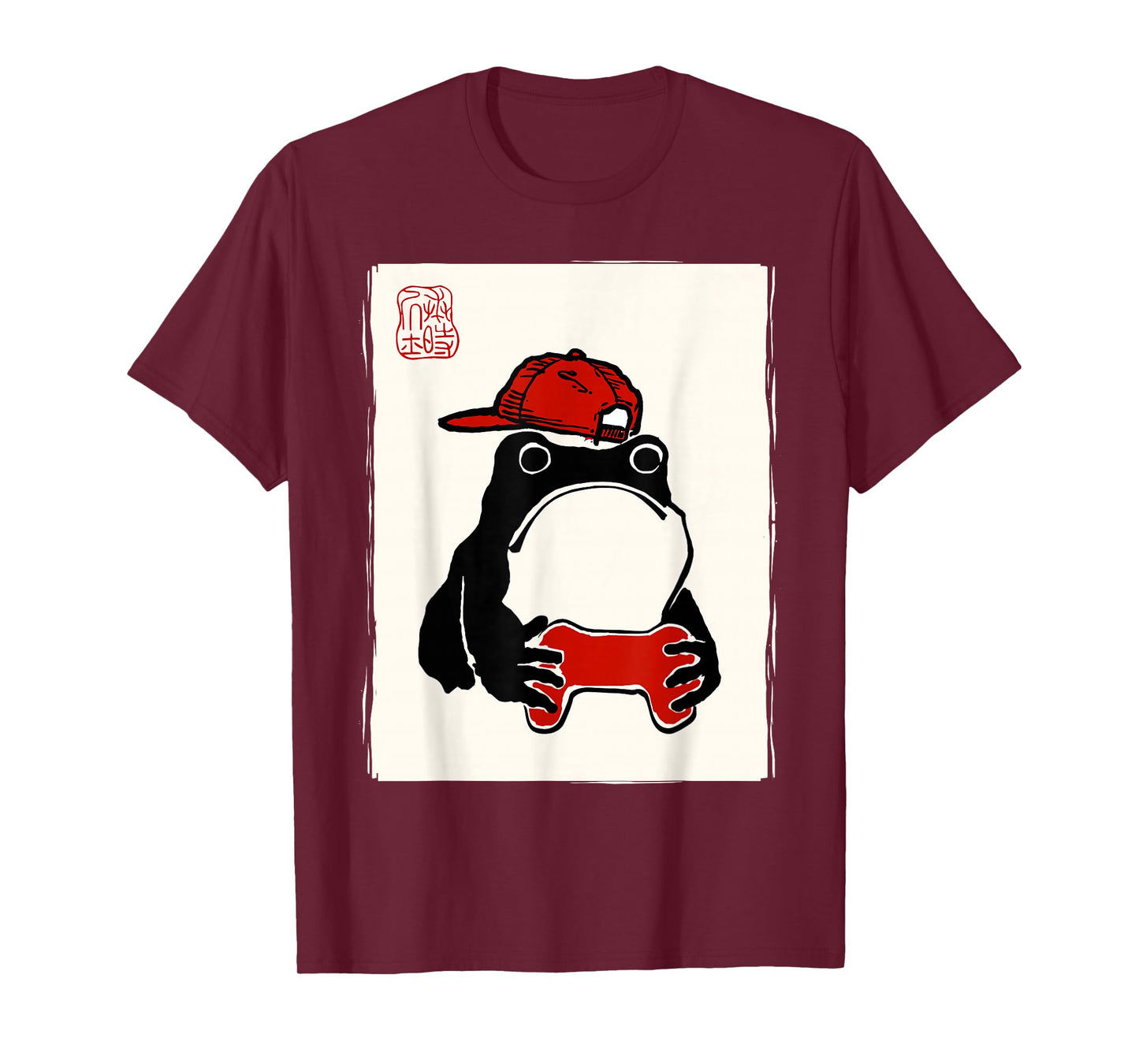 Grumpy Frog Gamer Bruh Ink Painting Japanese Funny Gamer T-Shirt