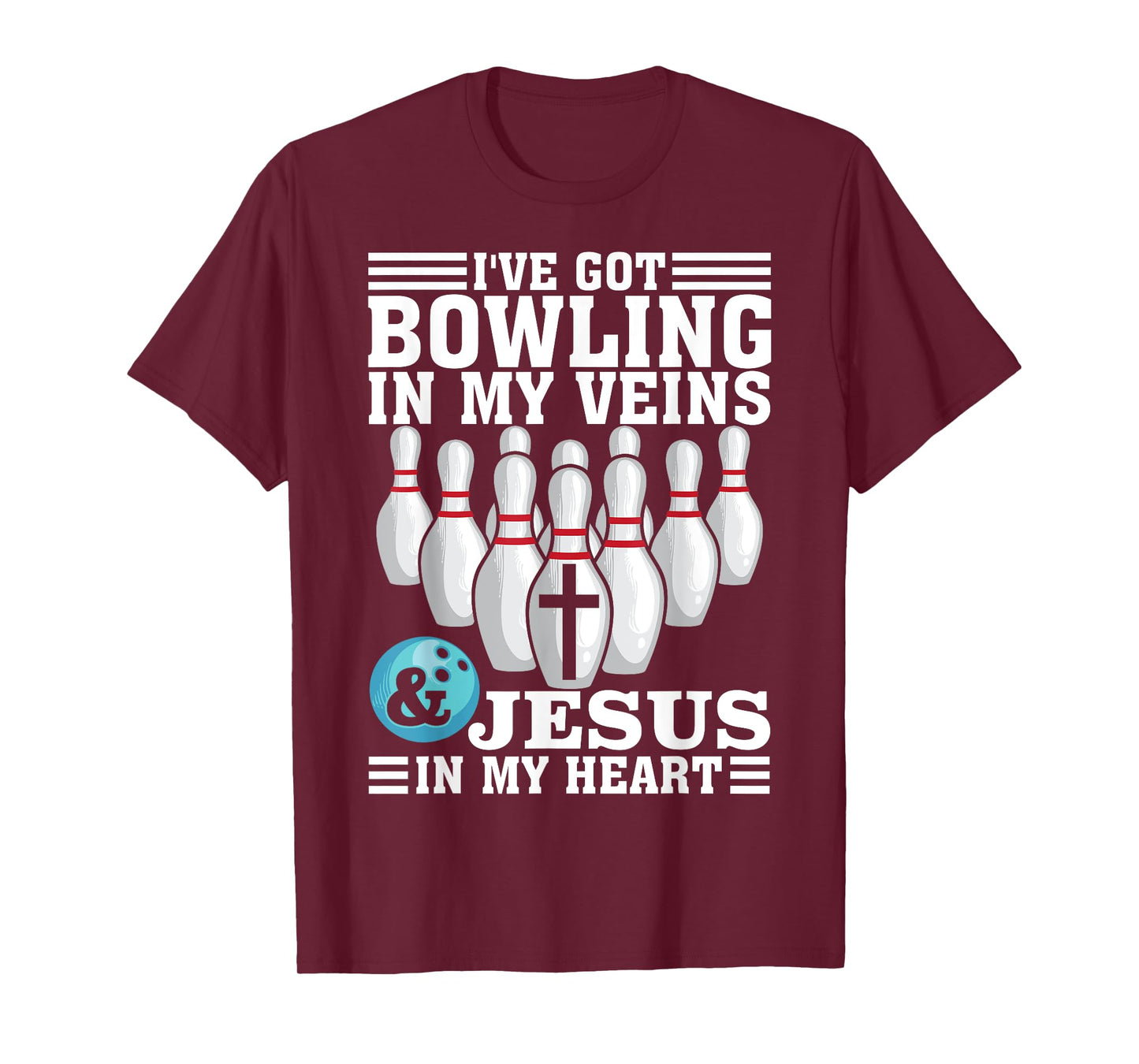Funny Bowling Gift For Men Women Cute Bowler And Jesus Love T-Shirt