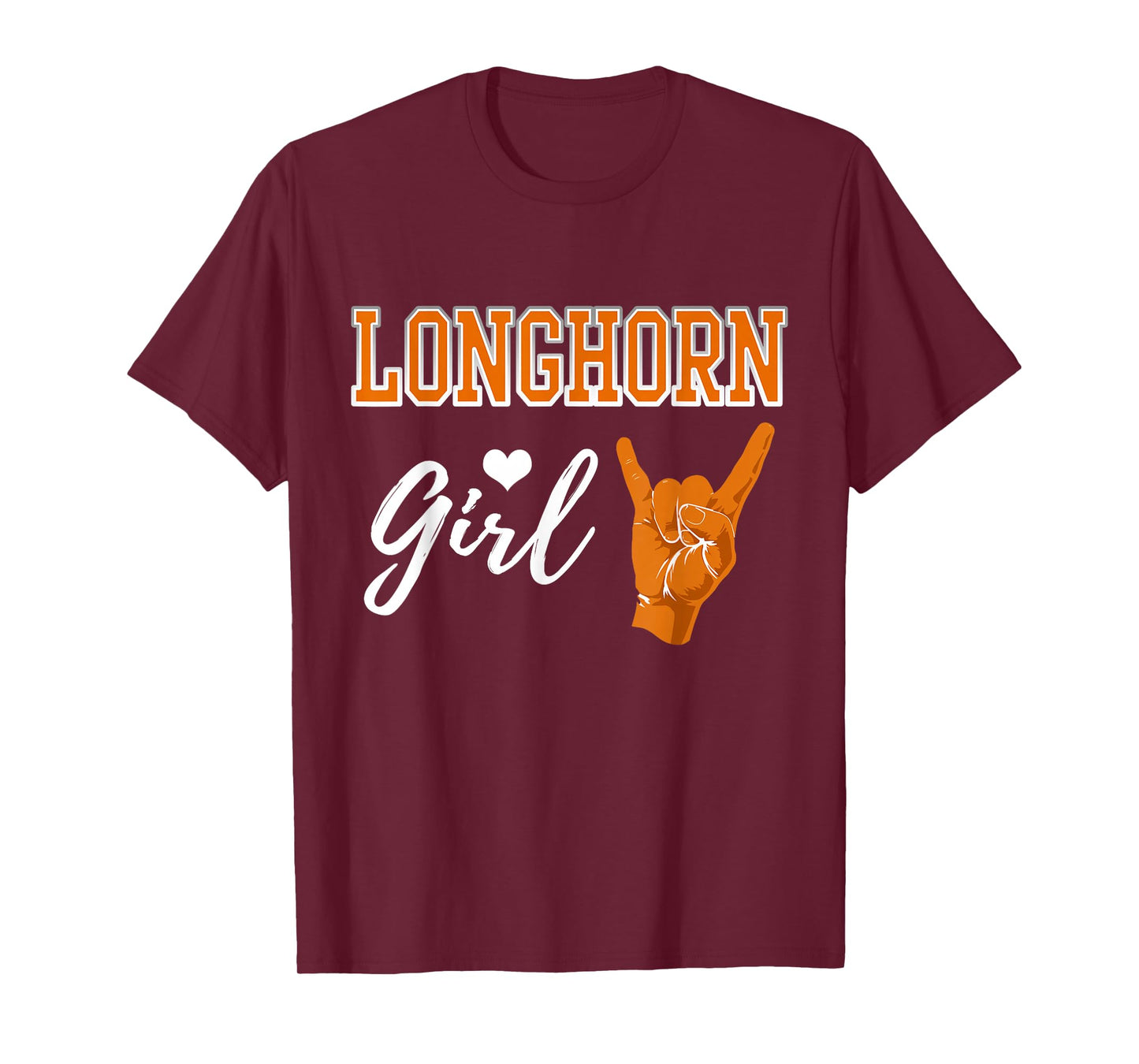 Longhorn Girl Heart Souvenir Gift for Women T-Shirt