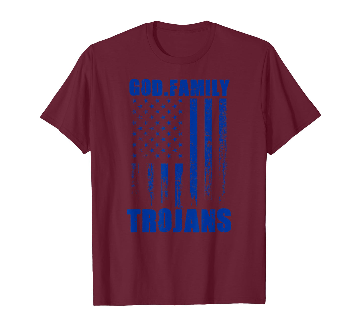 James Island Charter Trojans God. Family. Vintage USA Flag T-Shirt
