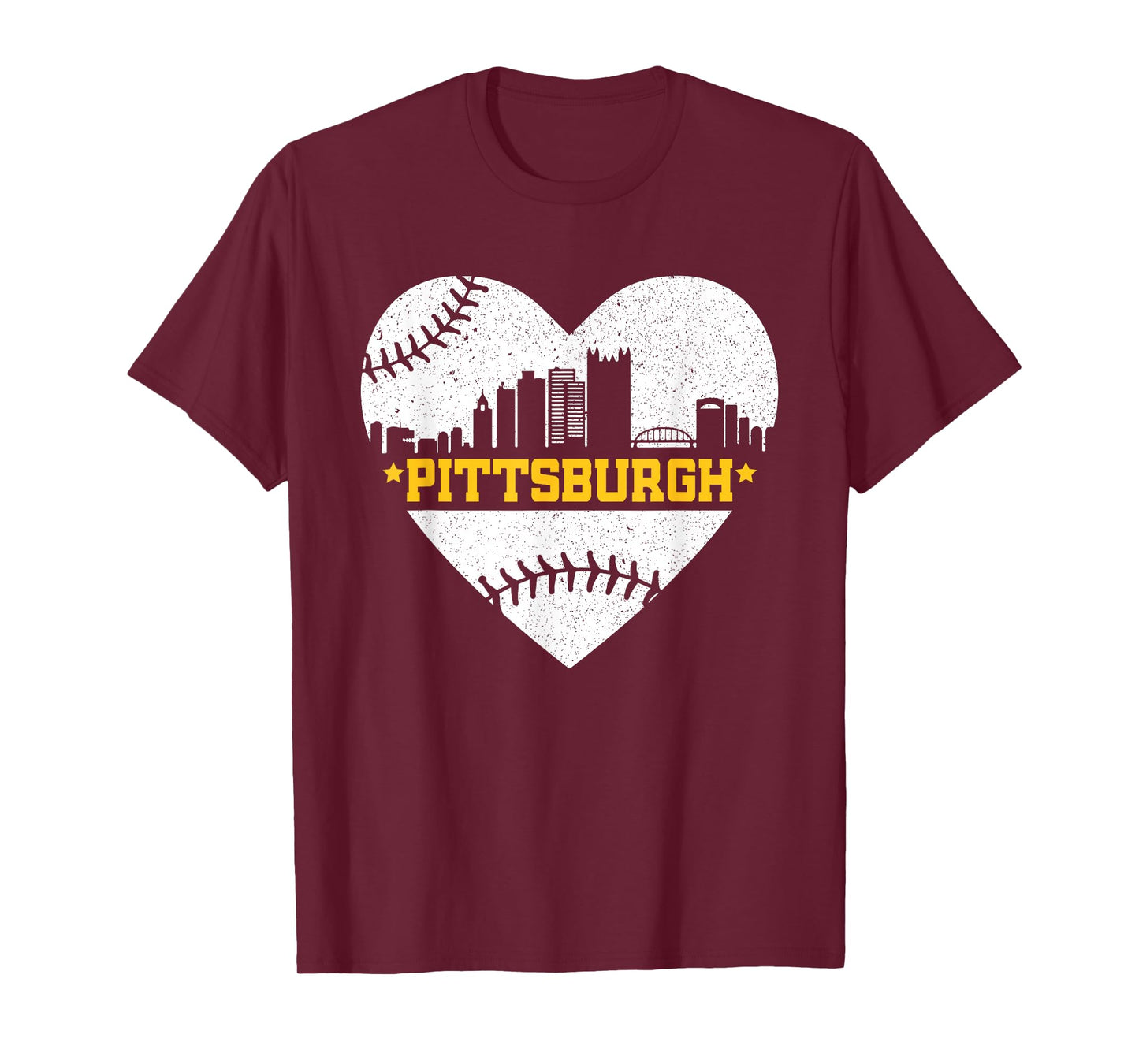 Pittsburgh Lovers Skyline Retro Baseball Heartbeat Men Women T-Shirt