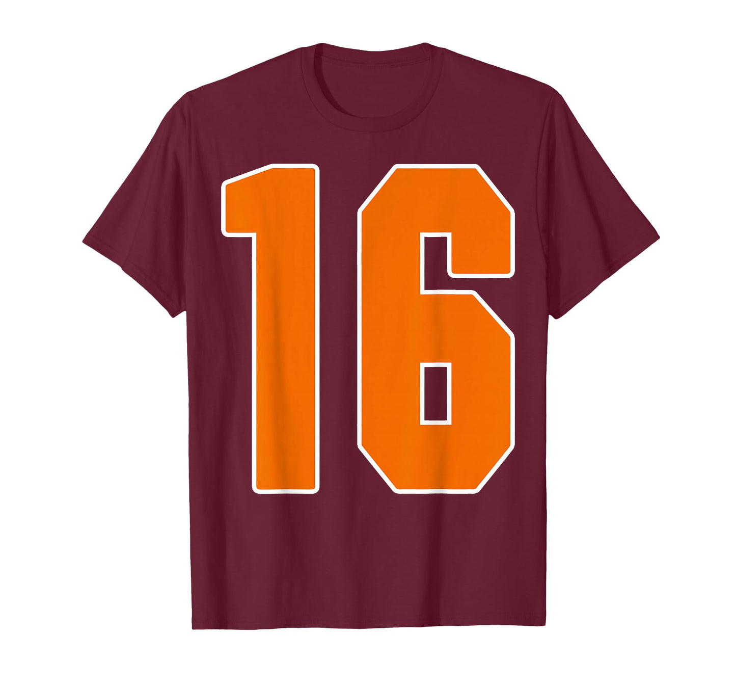 Orange Sports Number 16 Jersey Uniform Player Fan T-Shirt
