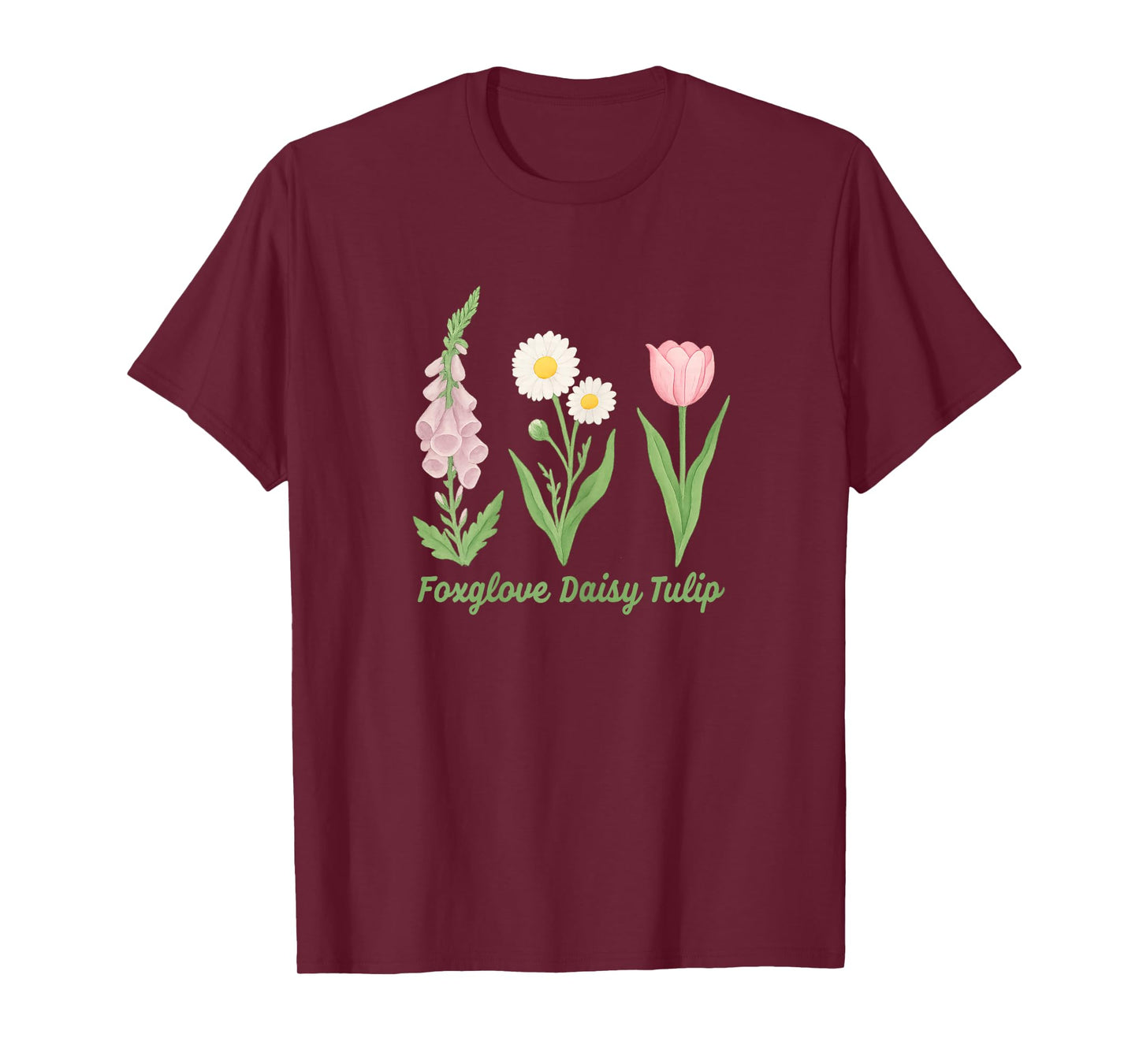 Women’s Foxglove Daisy Tulip Flowers No Kings T-Shirt