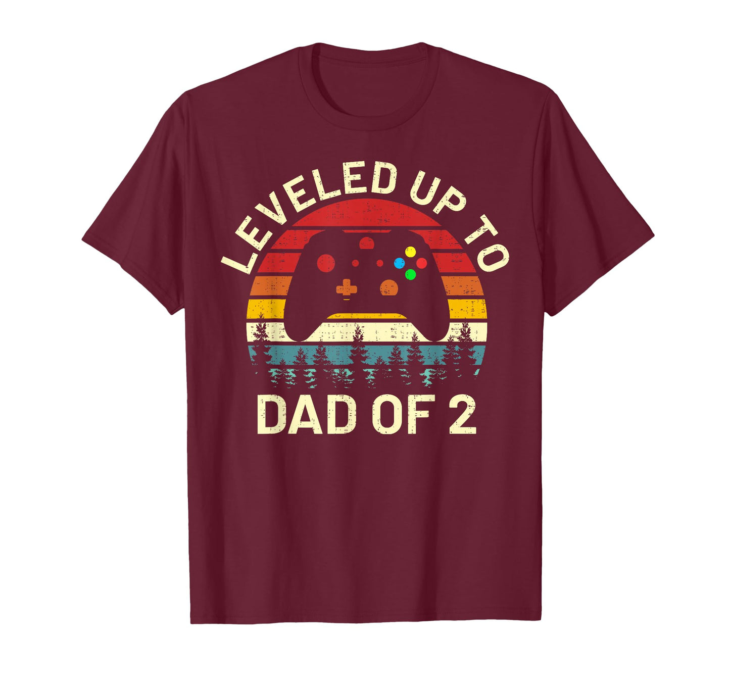 funny leveled up to dad of 2 video gamers gaming daddy art T-Shirt