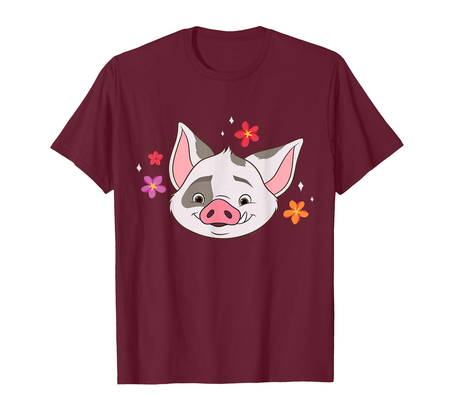 Disney Moana 2 Big Face Pua Tropical Flowers Cute Costume T-Shirt