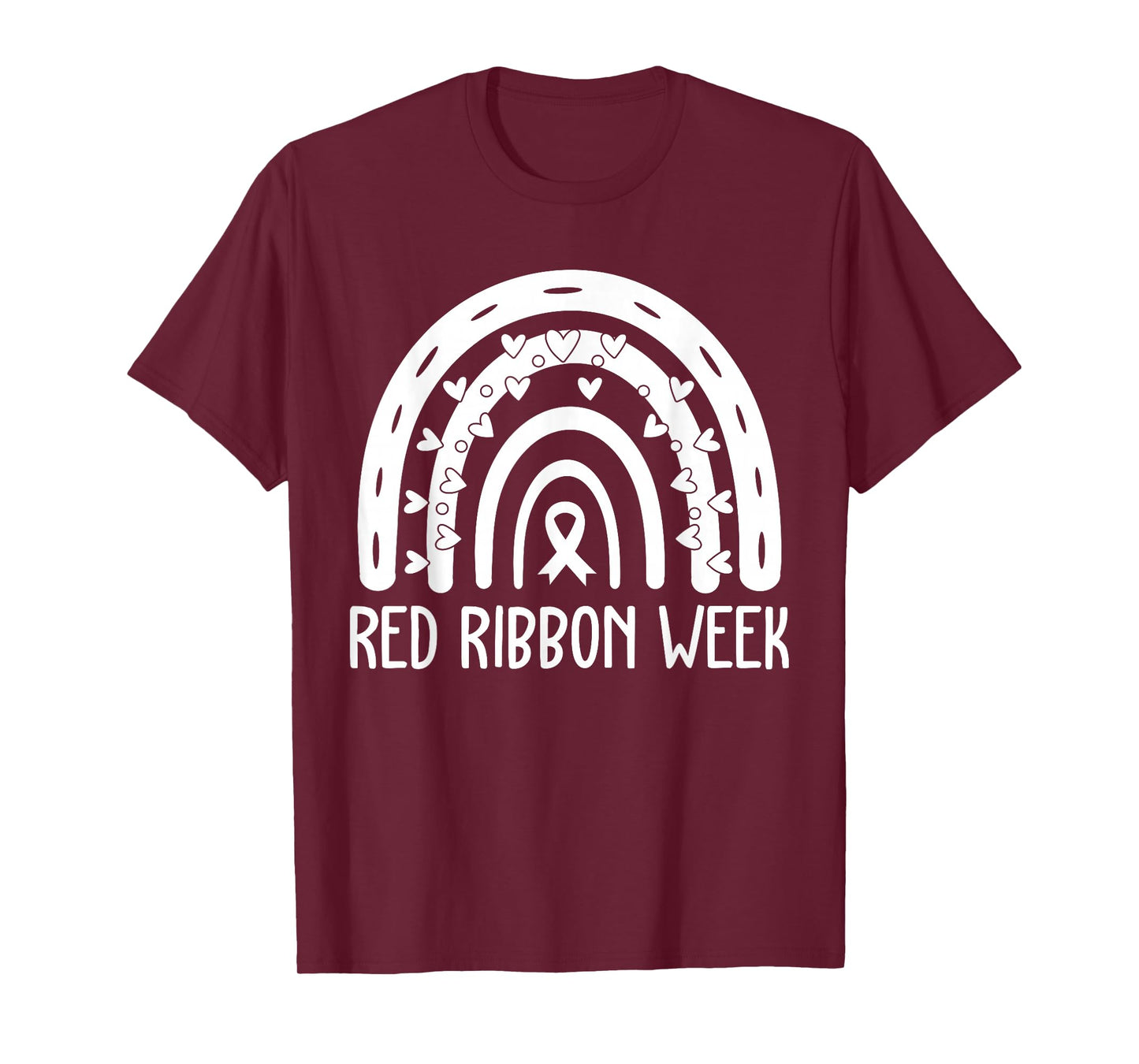 Red Ribbon Week Rainbow Men Women Kids Red Ribbon T-Shirt