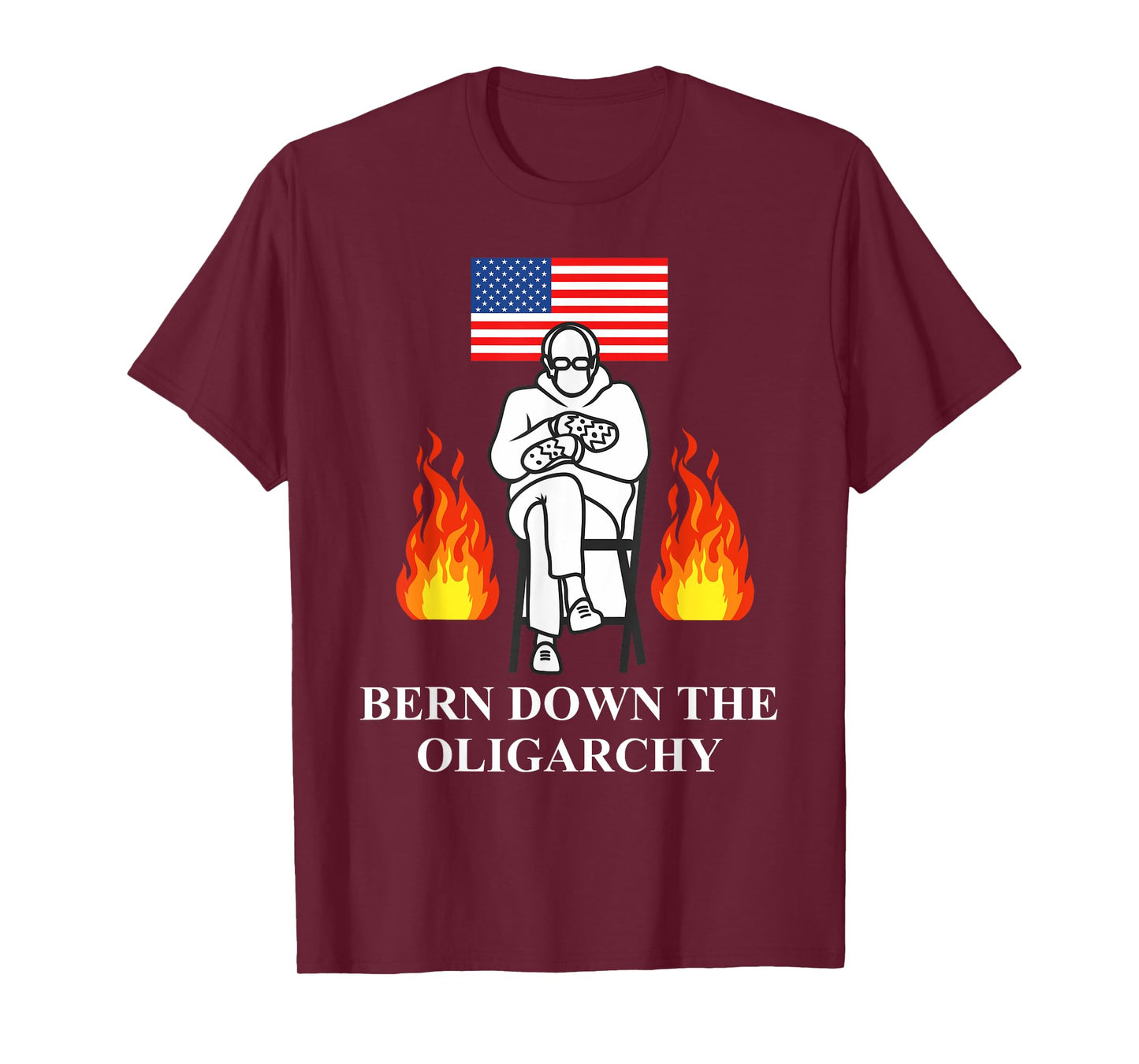 Bern Down the Oligarchy Bernie Fight Oligarchy Flag America T-Shirt