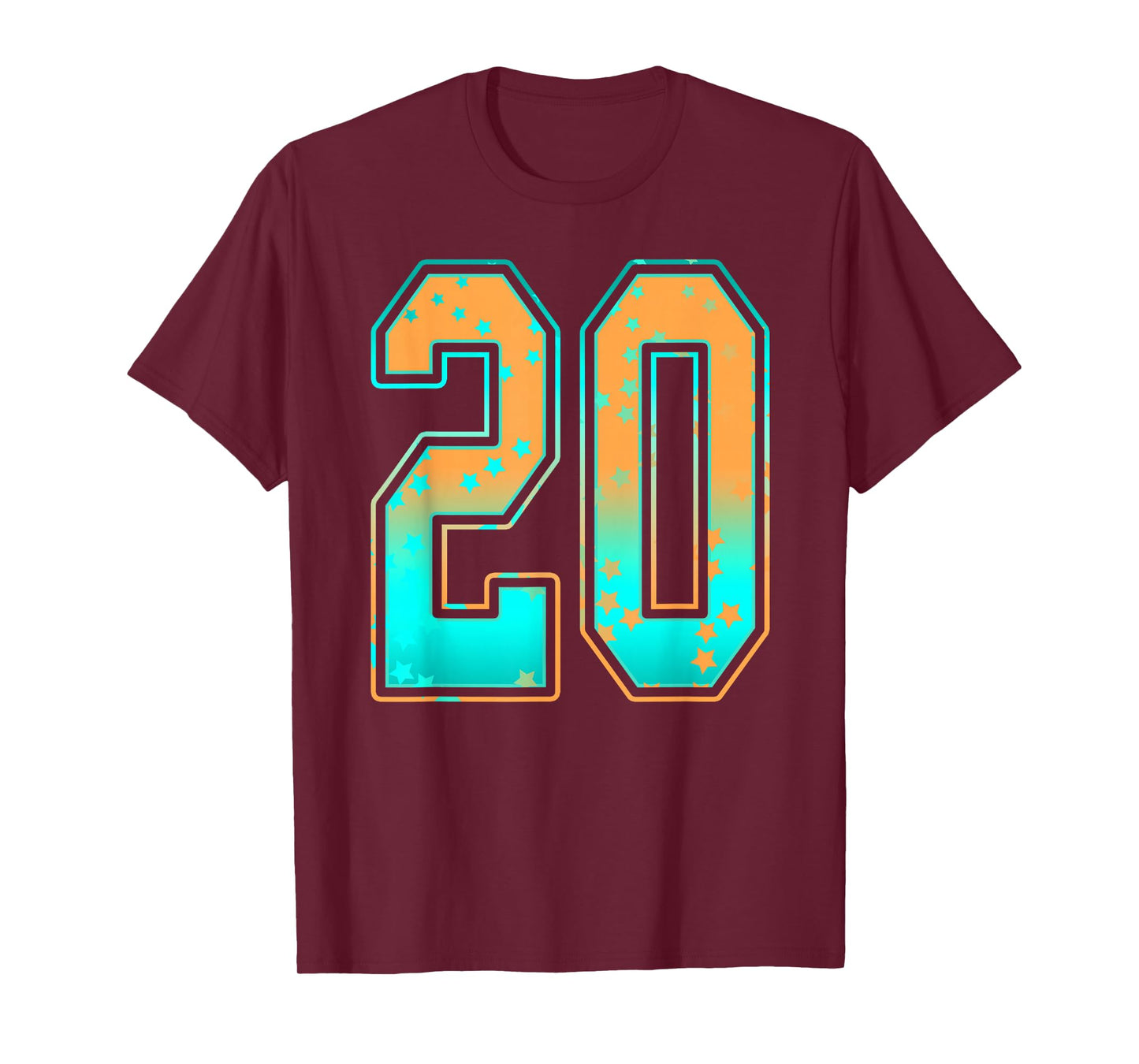Mint Green Teal Orange Number 20 Jersey Player Uniform #20 T-Shirt