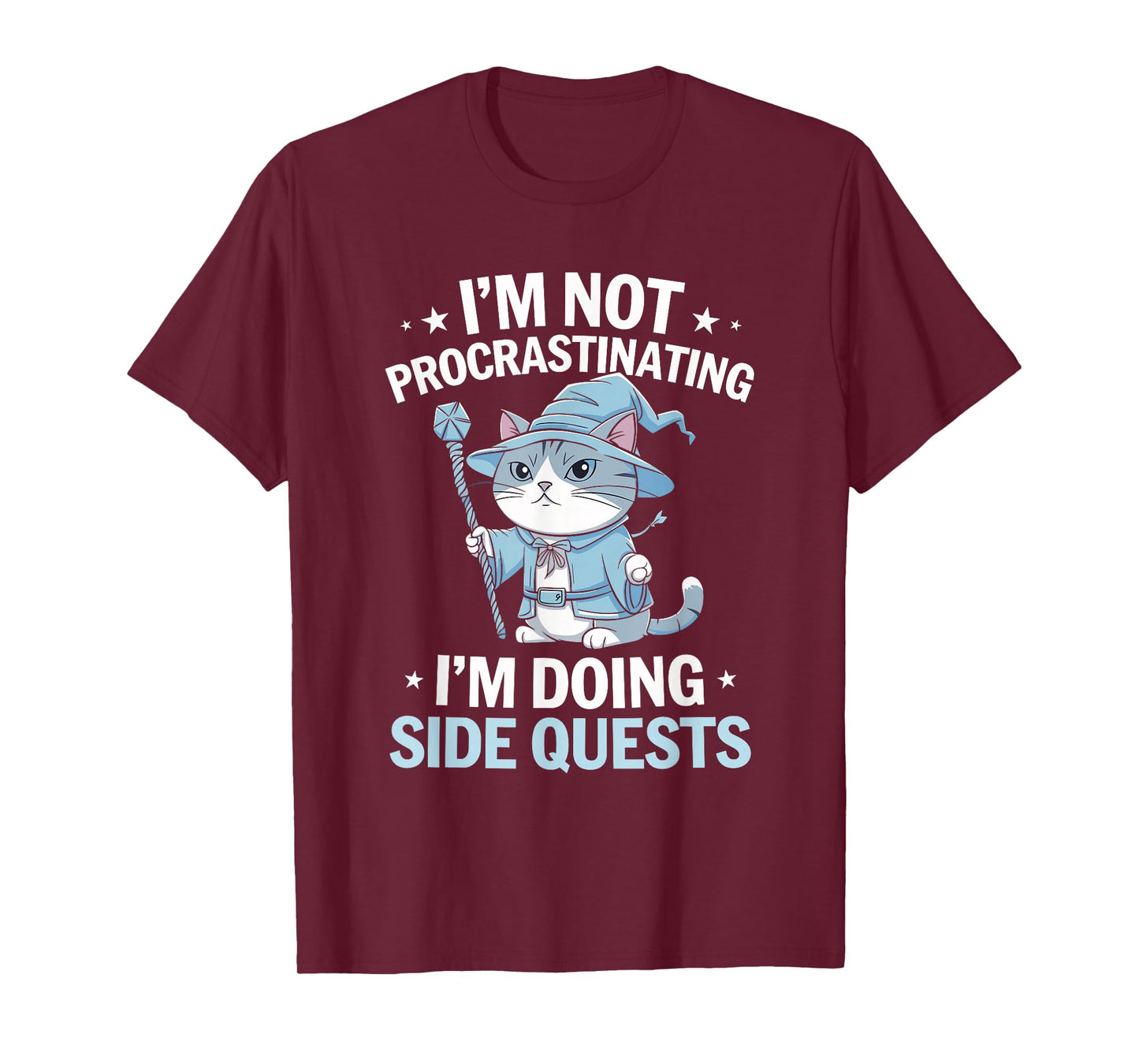 Gamer Cats Side Quest Procrastinating Nerdy Tabletop Fun Men T-Shirt