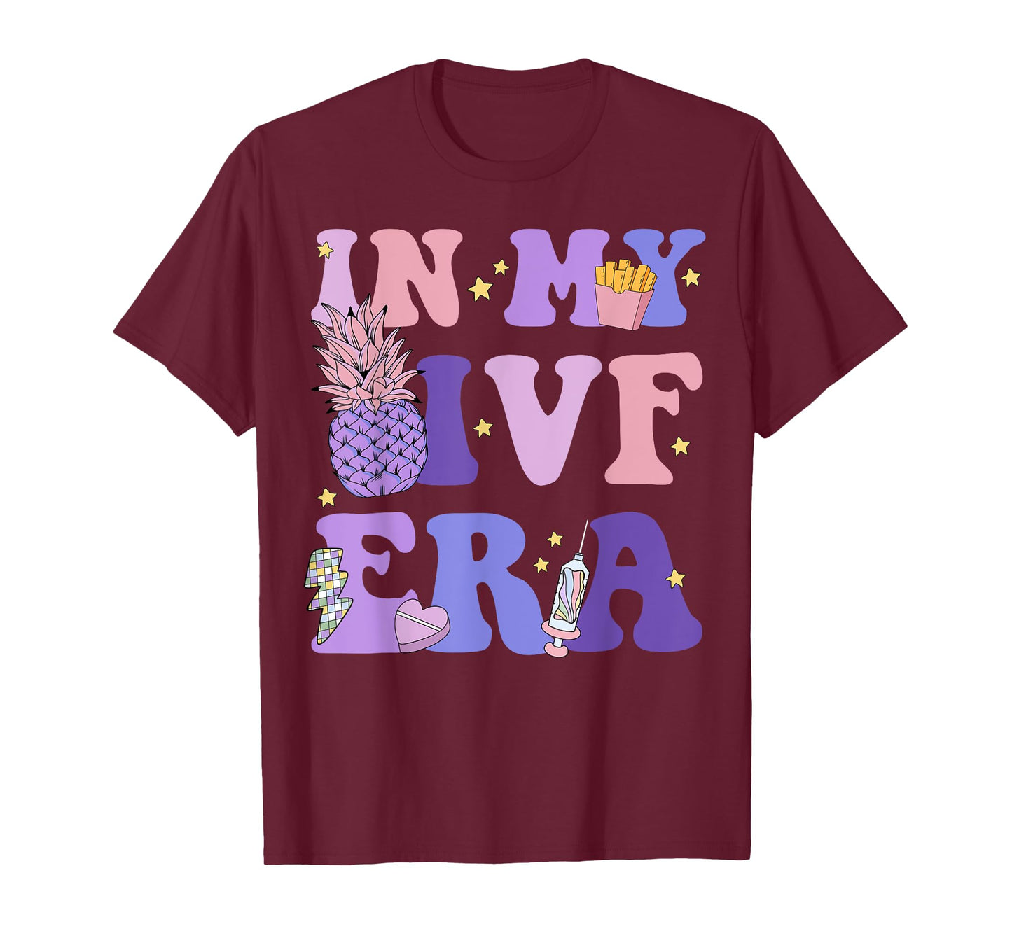 Retro In My IVF Era Transfer Day Sticky IVF Couple Embryo T-Shirt
