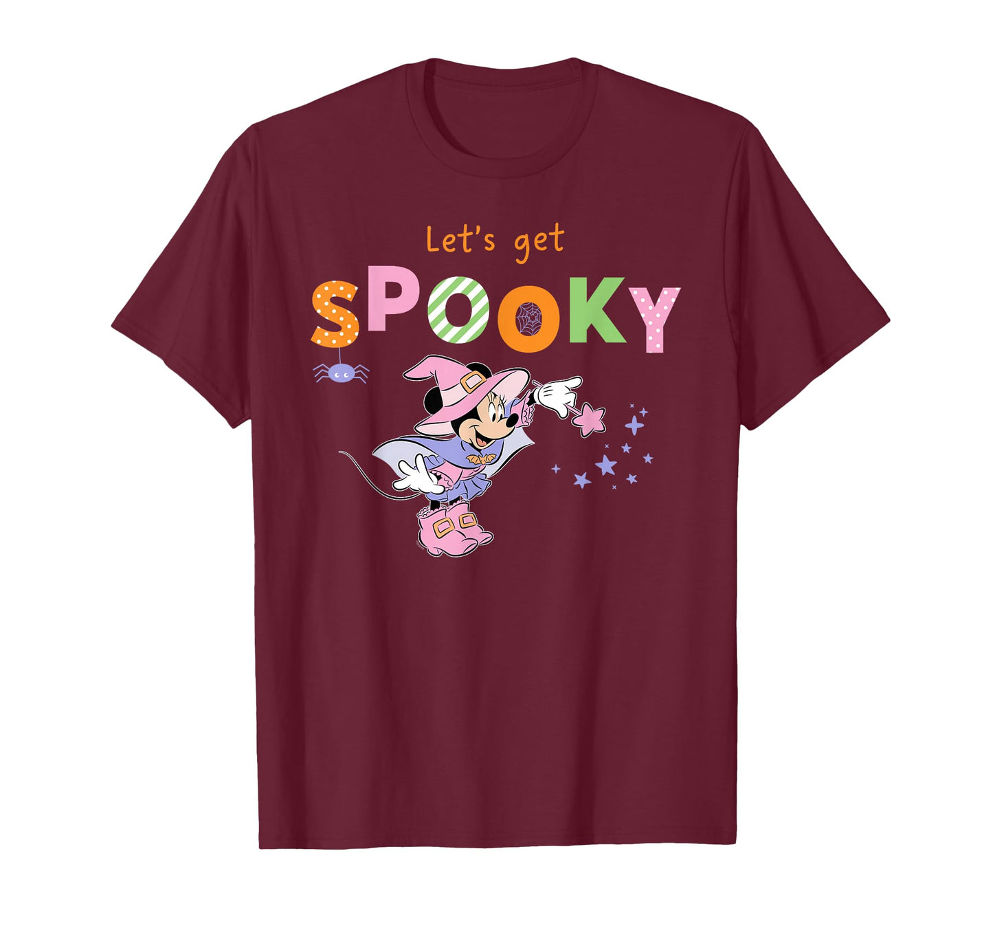 Disney Minnie Mouse "Let's Get Spooky" Cute Halloween Witch T-Shirt