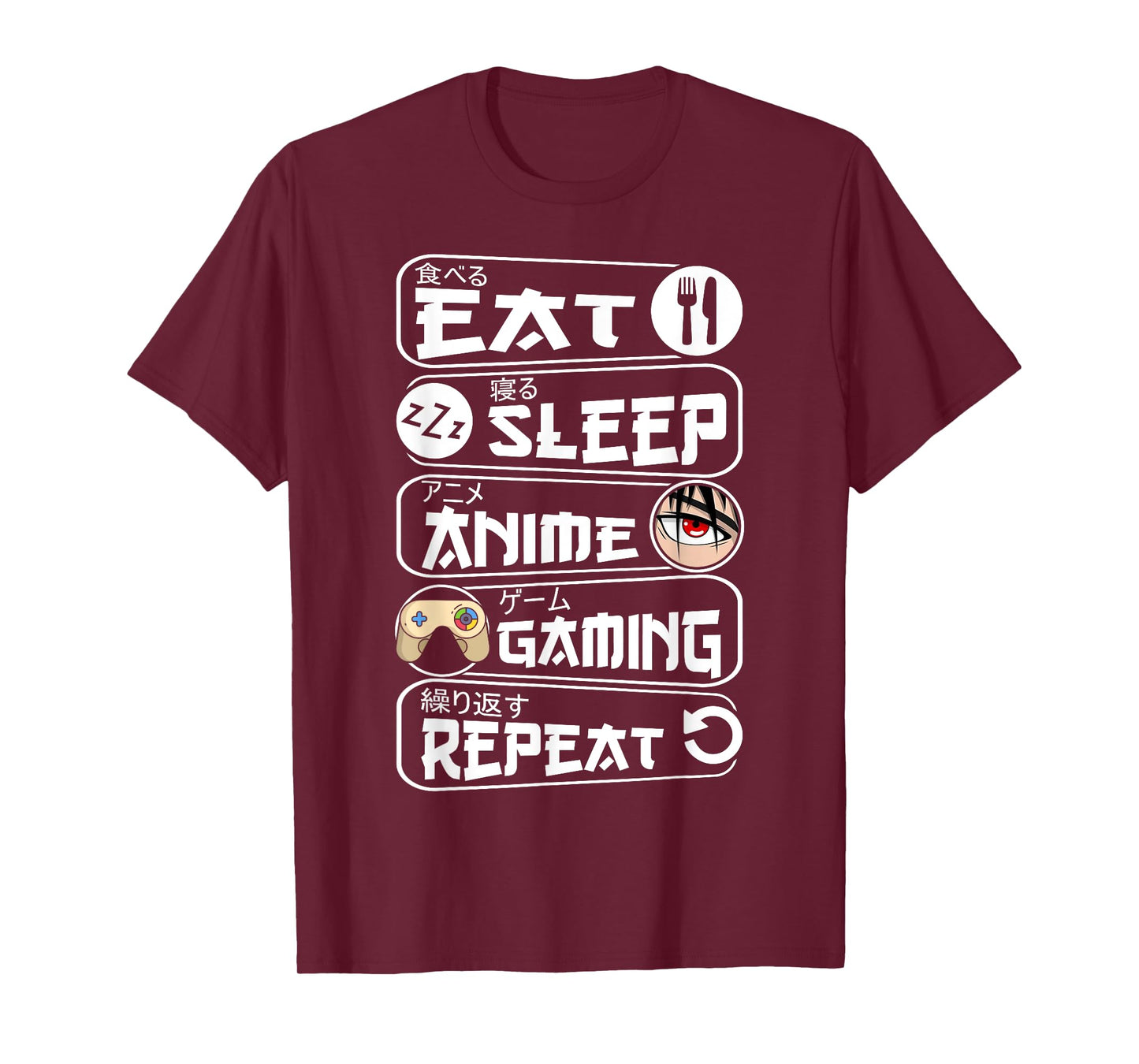 Eat Sleep Anime Gaming Shirt Repeat Kawaii Anime Gamer T-Shirt