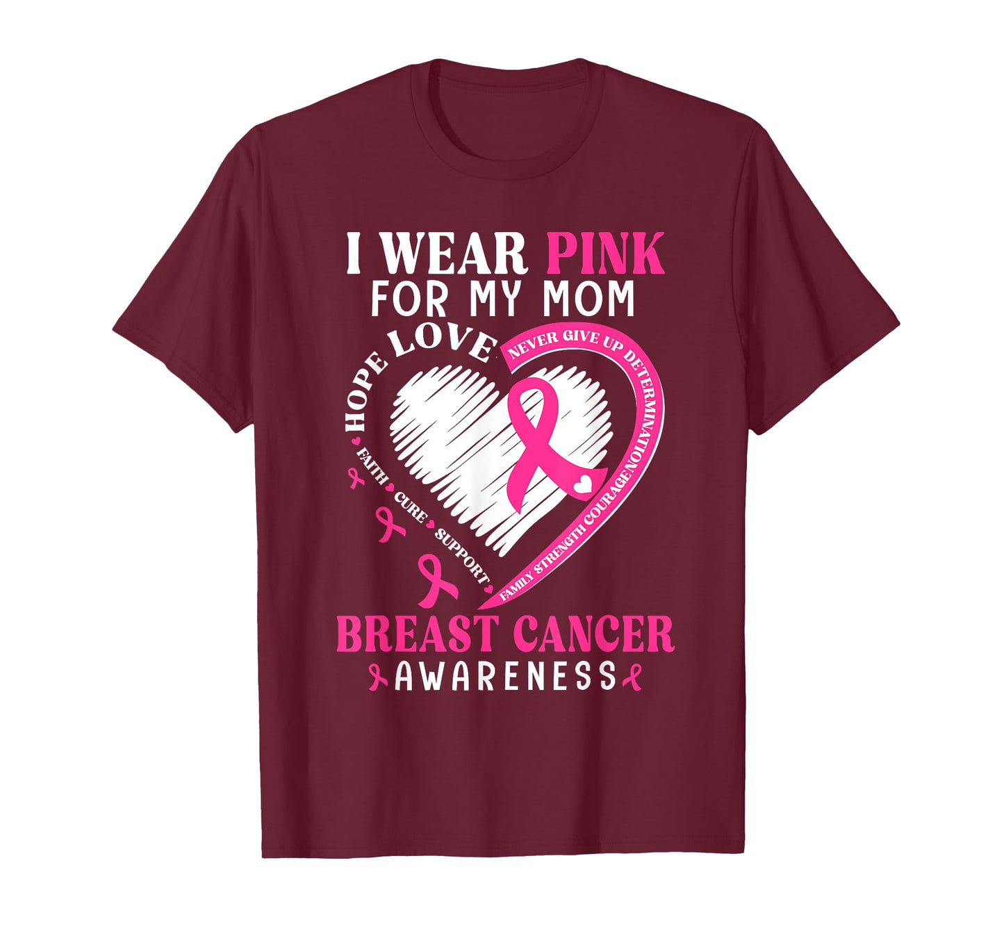 I Wear Pink for My Mom Pink Ribbon Breast Cancer Awareness T-Shirt