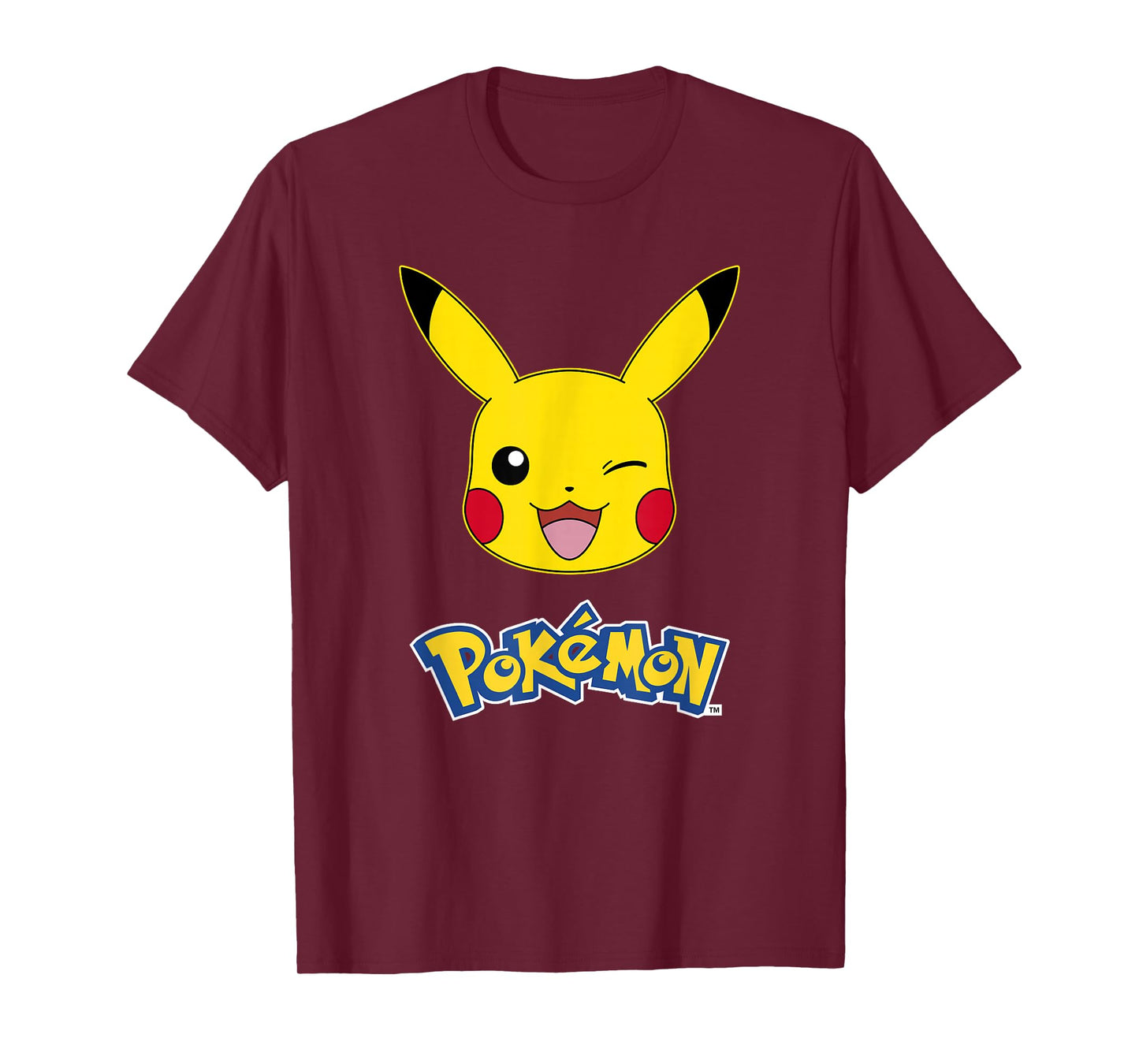 Pokémon Pikachu Wink Cute Face Official Logo T-Shirt