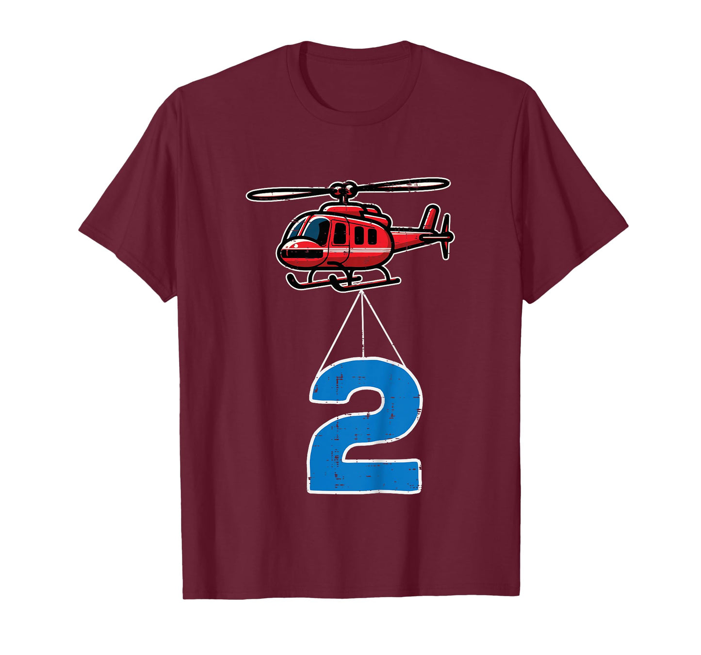 Kids 2nd Birthday Helicopter 2 Two Year Old Bday Toddler Boys Kid T-Shirt