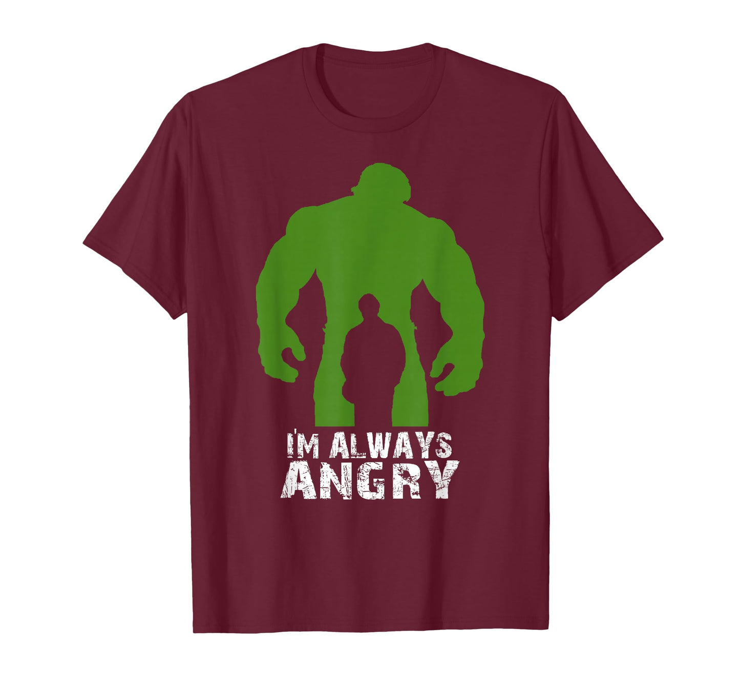 Urban Macho Tees I'm Always Angry Superhero T-Shirt - Black, Unisex-Adults, Short Sleeve, Fitted, Small