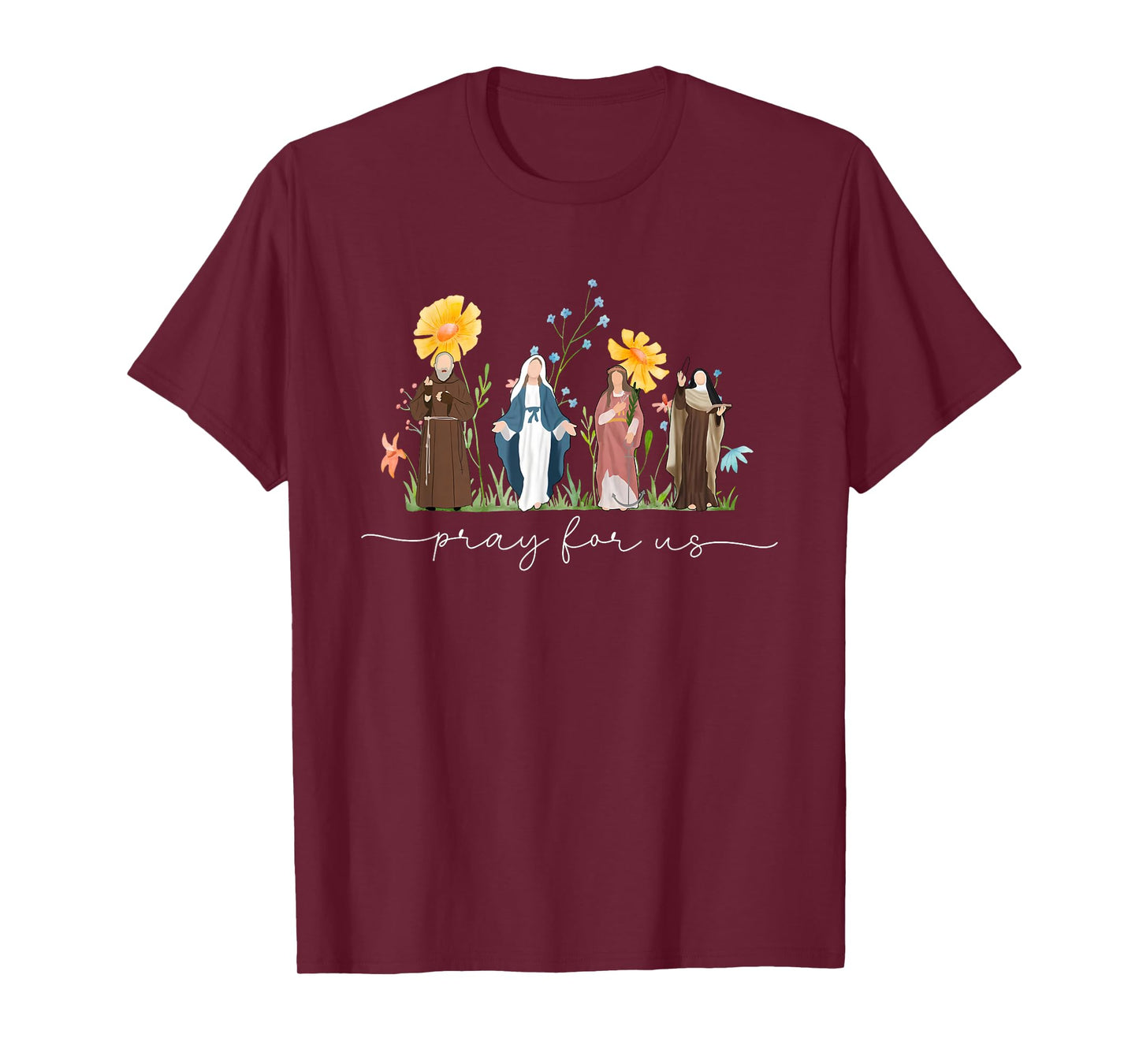 Catholic Saints Floral Women Religious Men Women Kids T-Shirt