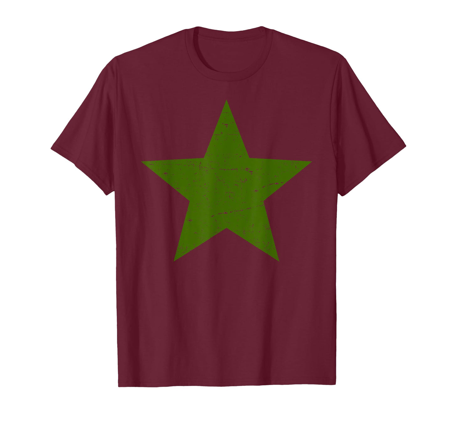 Grunge Alternative Distressed Red Star 90s rock music Green T-Shirt