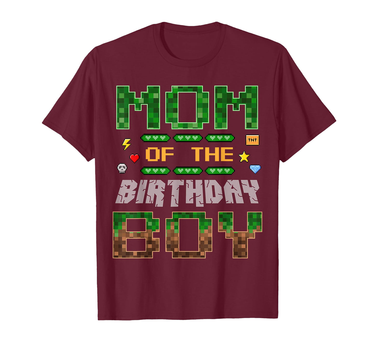 Mom of The Birthday Boy Pixel Gamer Family Love T-Shirt