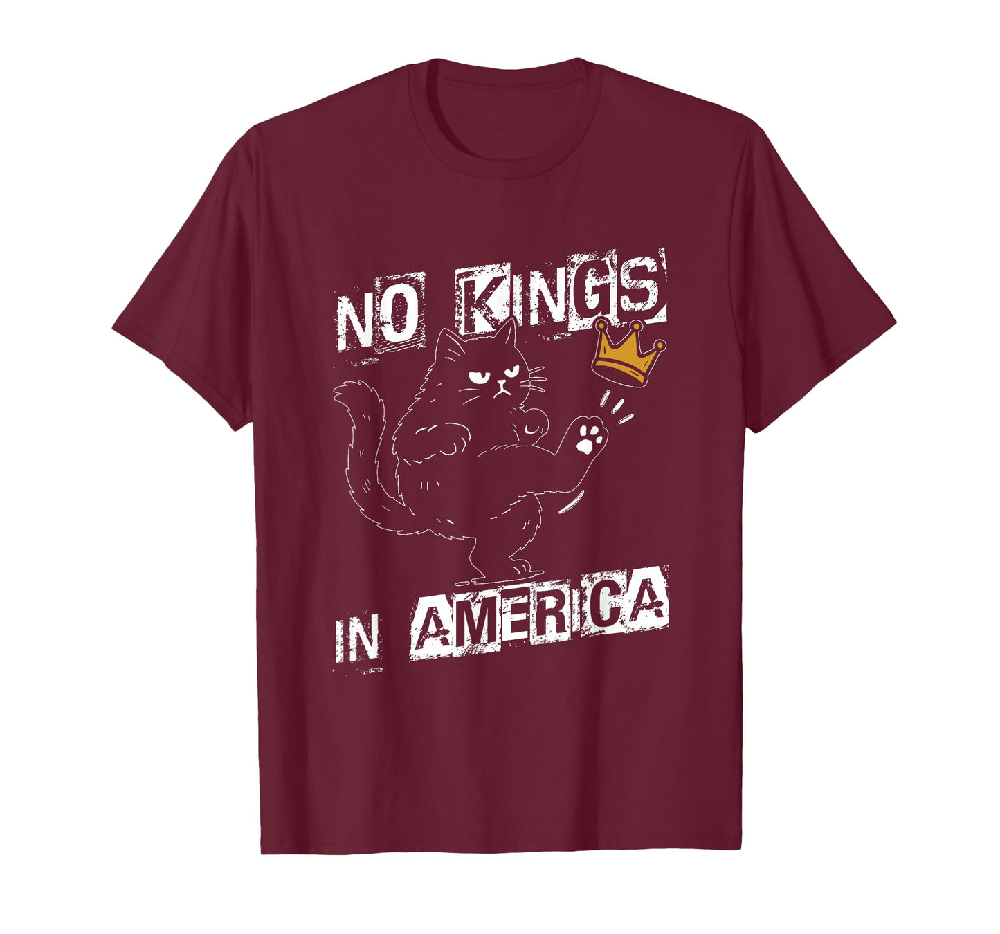 NO Kings in America Patriotic Black Cat 4th of July T-Shirt
