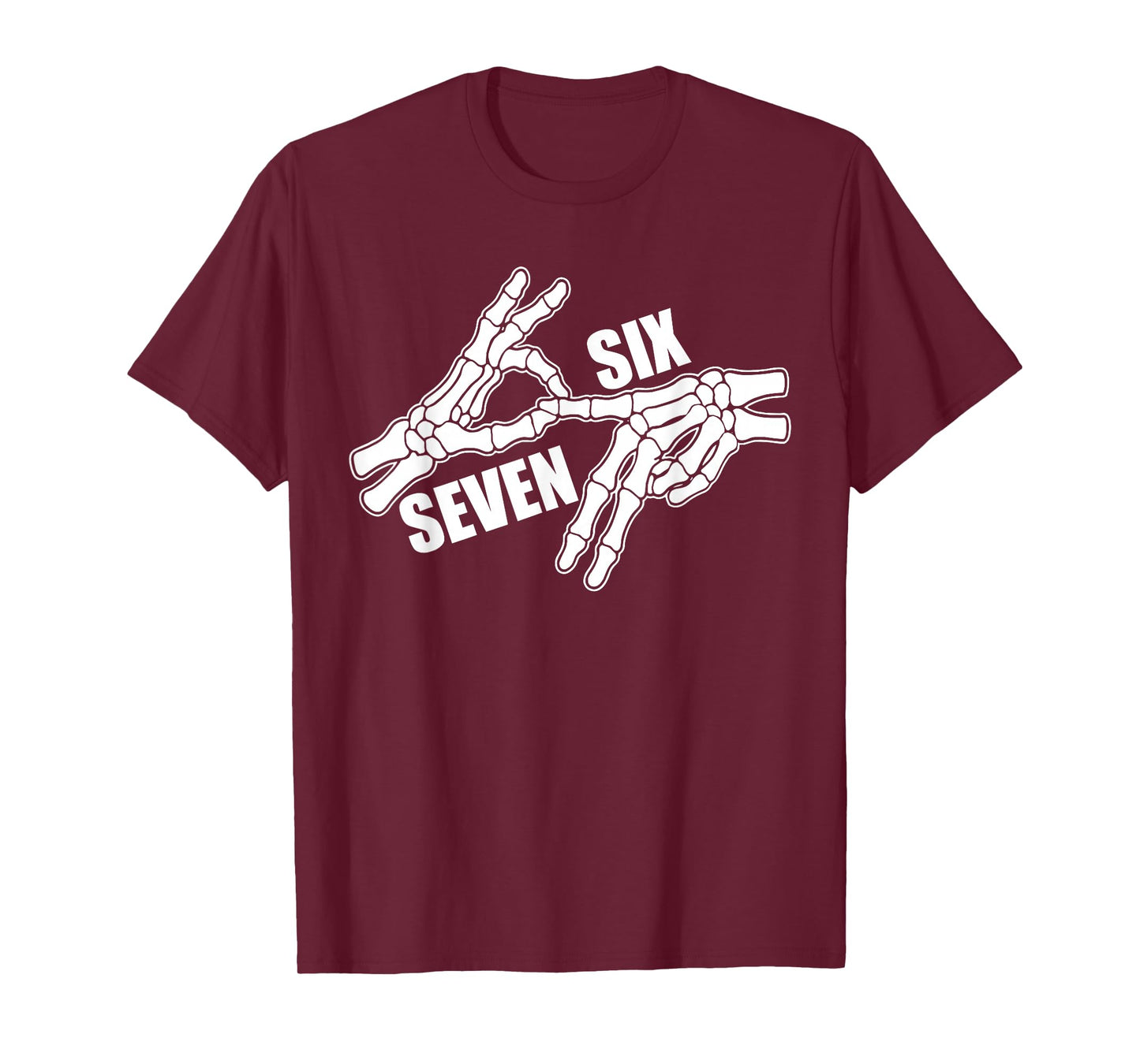 Six Seven 6 7 Meme Funny Skeleton Hands Sign Halloween T-Shirt