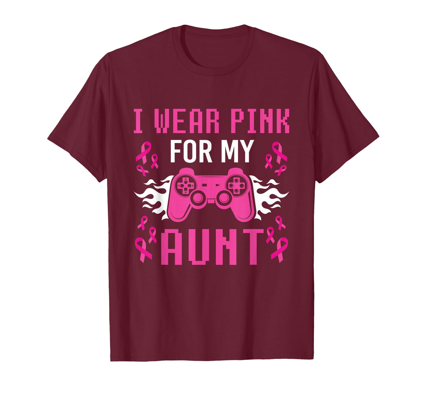 I Wear Pink For My Aunt Breast Cancer Gaming Kids Boys Youth T-Shirt