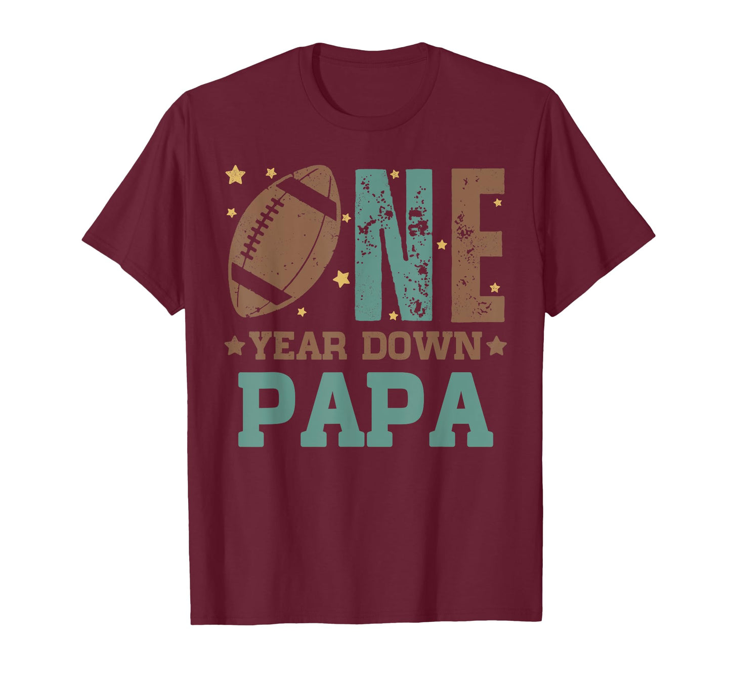 Papa of the 1 Year old Football 1st Year Down Birthday Party T-Shirt