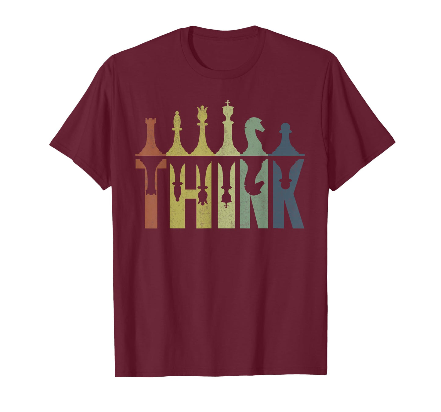 Think Retro Vintage Chess Pieces Player Gifts Chess Coach T-Shirt