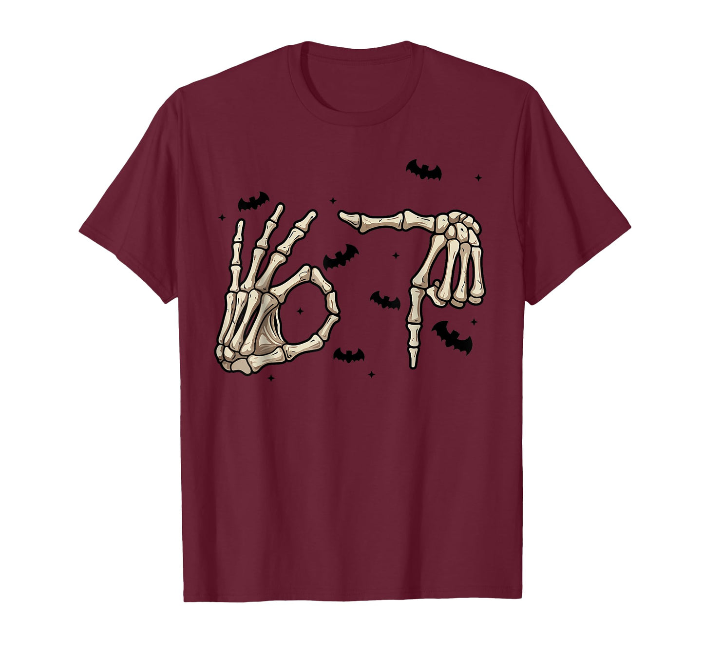 Six Seven 6 7 Meme 67 Skeleton Hand Halloween Costume T-Shirt
