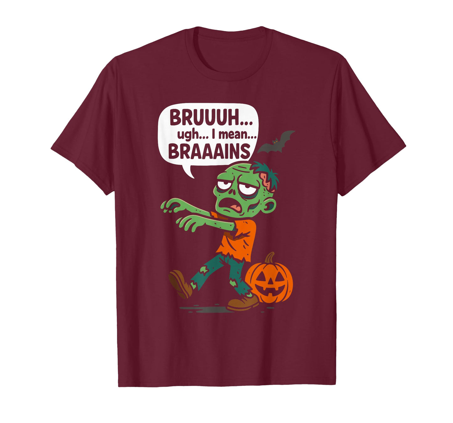 Zombie Bruh Pumpkin Men Women Kids Teens Funny Halloween T-Shirt