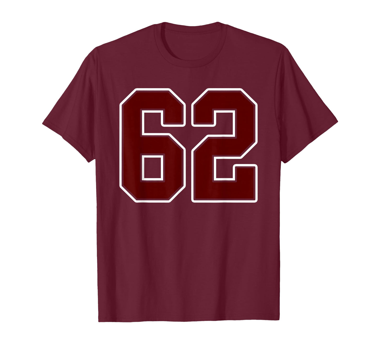 Maroon and White Number 62 Jersey Player Uniform #62 Fan T-Shirt