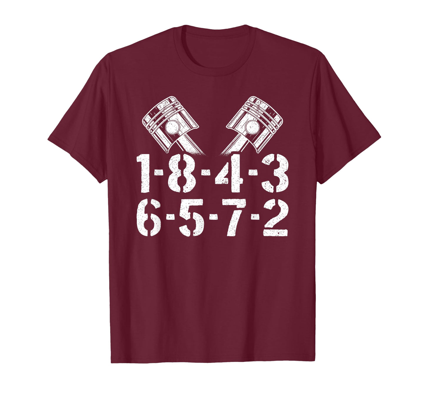1-8-4-3-6-5-7-2 Firing Order V8 Big Block Car Guy Garage T-Shirt
