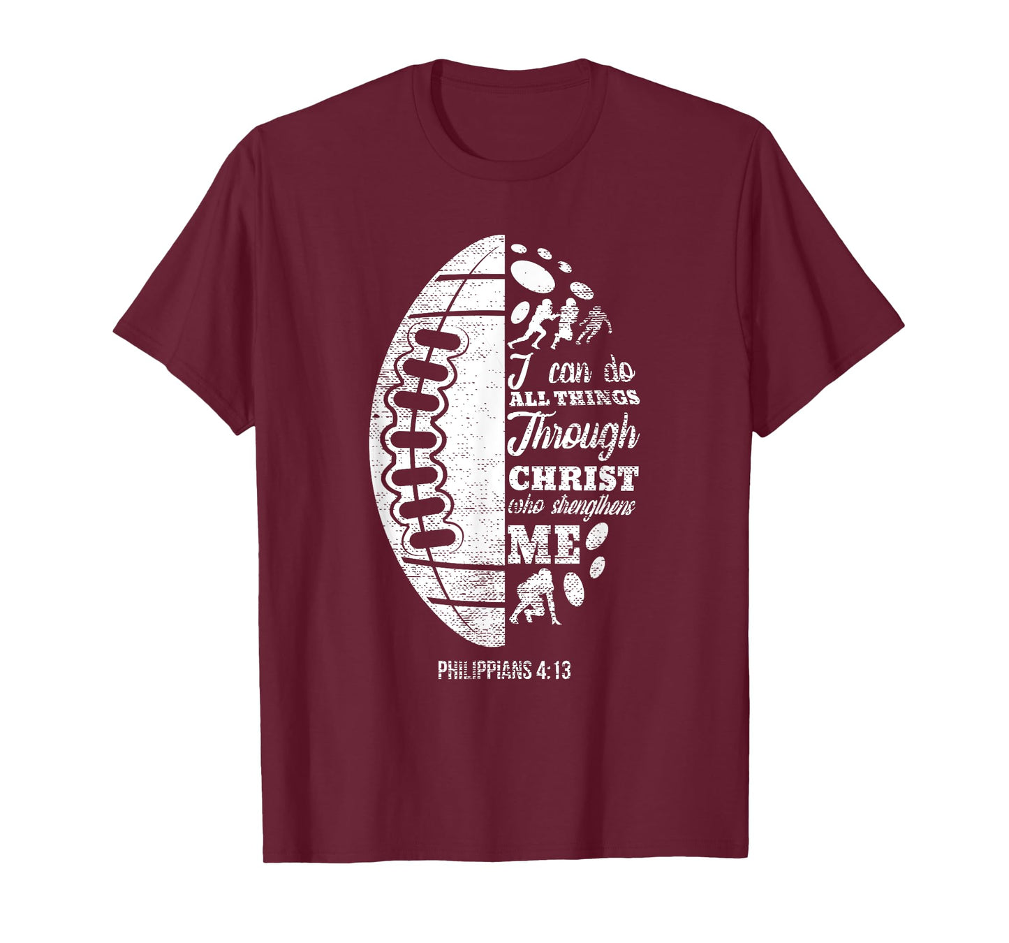 Philippians 4:13 Christian Football Funny Bible Verse Gift T-Shirt