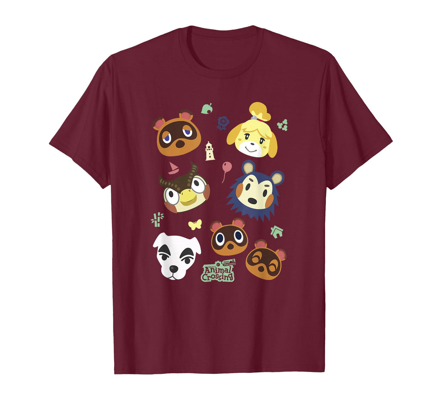 Animal Crossing Cute Pet Friends Nintendo Big Face Jumble T-Shirt