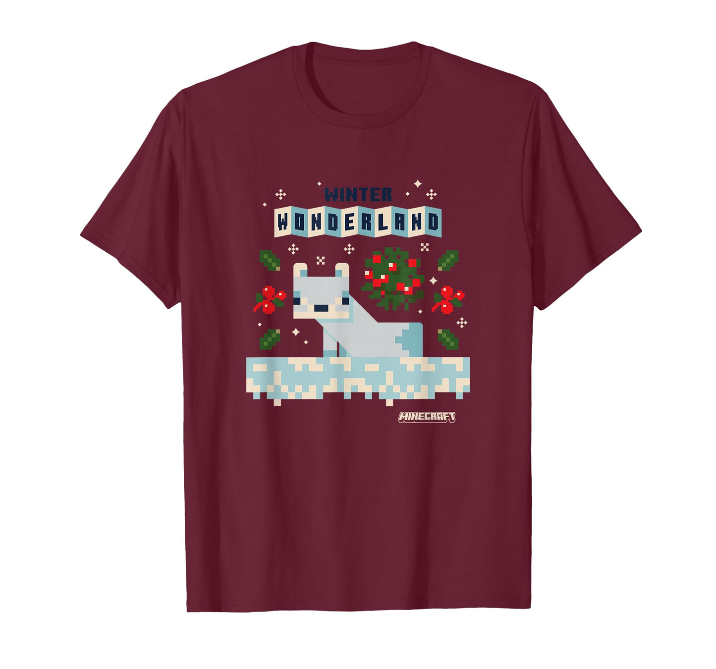 Minecraft Christmas Winter Wonderland Cute Snow Fox Shot T-Shirt