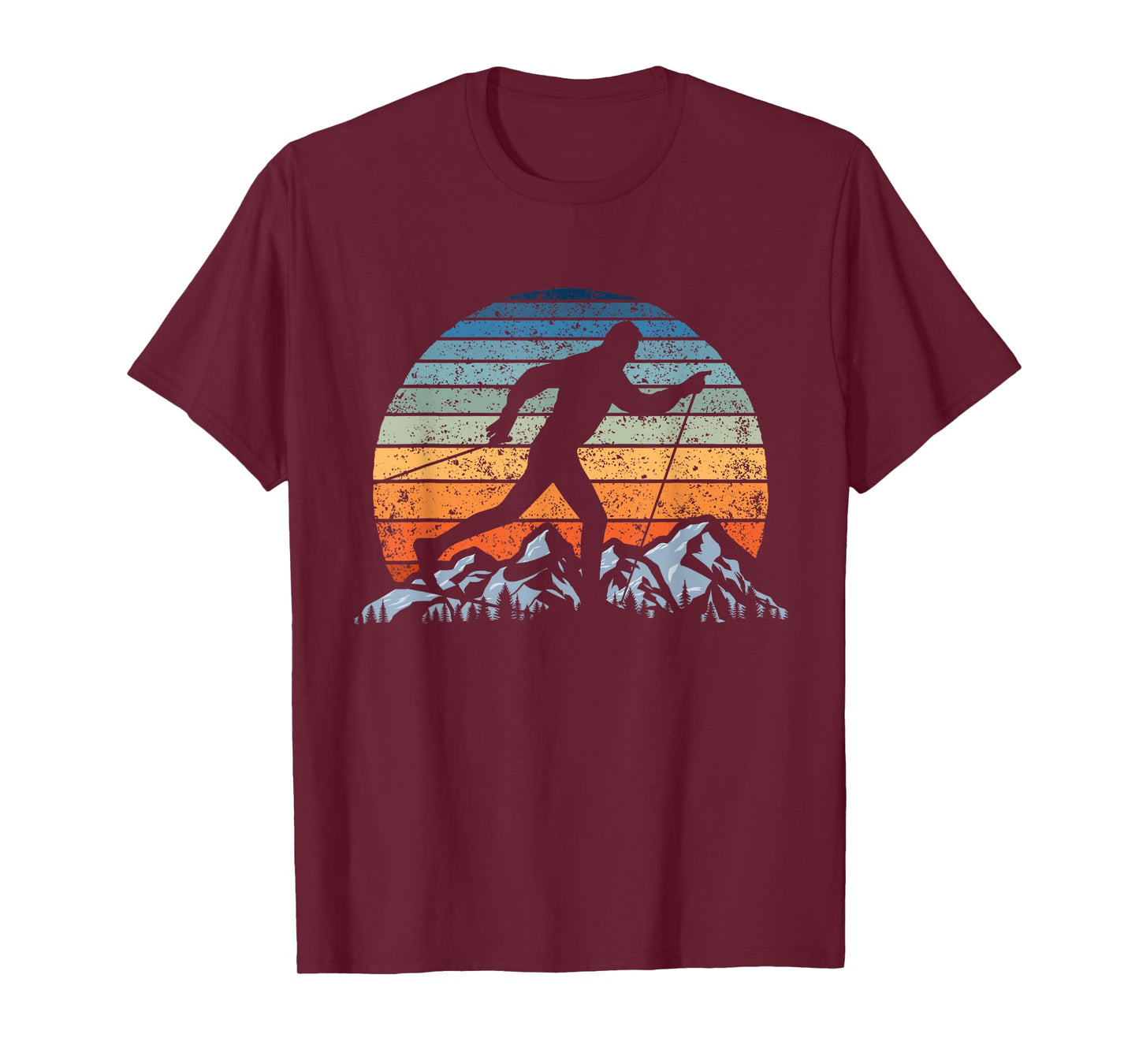 Winter Sports Vintage Sunset Cross-Country Skiing T-Shirt