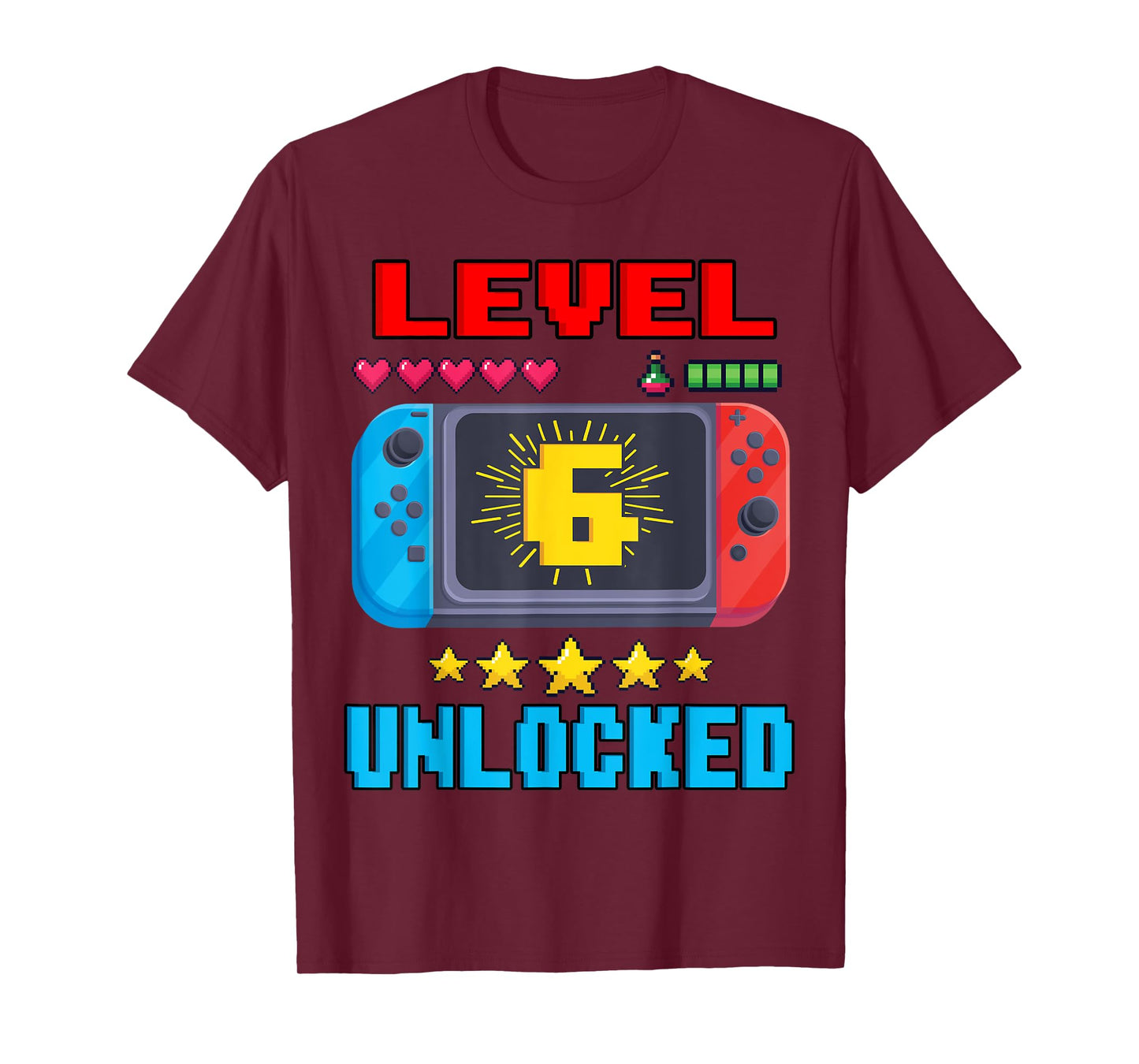 6th Birthday Boy Level 6 Unlocked Video Gamer Birthday T-Shirt