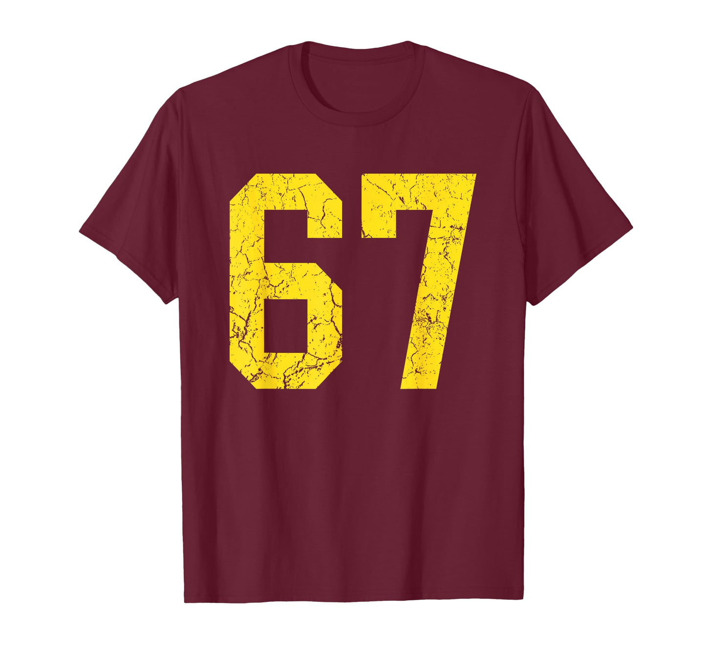 Distressed Bright Gold Number 67 Jersey Player Uniform #67 T-Shirt