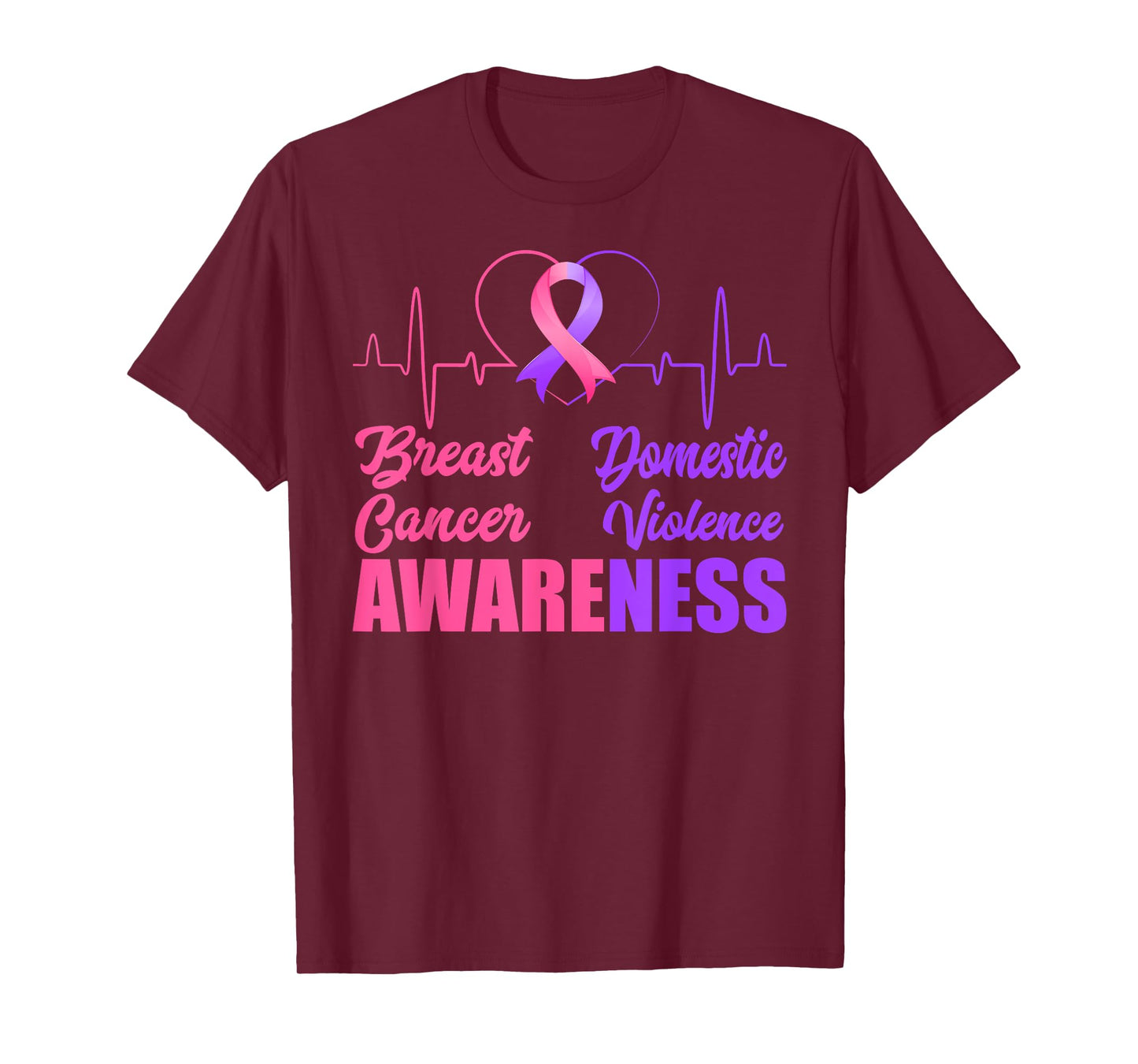 Breast Cancer Heart Love Domestic Violence Awareness Month T-Shirt