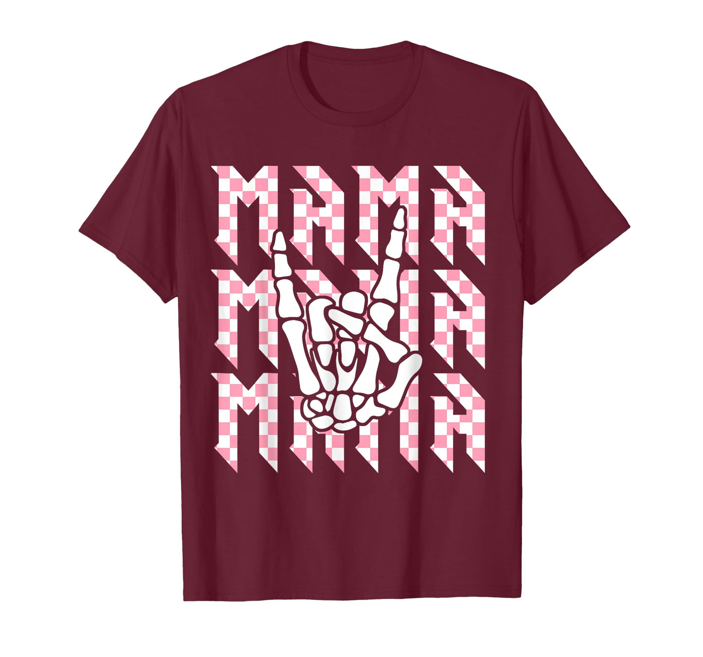 Mama Of The Bad Two The Bone Checkered Mama 2nd Birthday T-Shirt