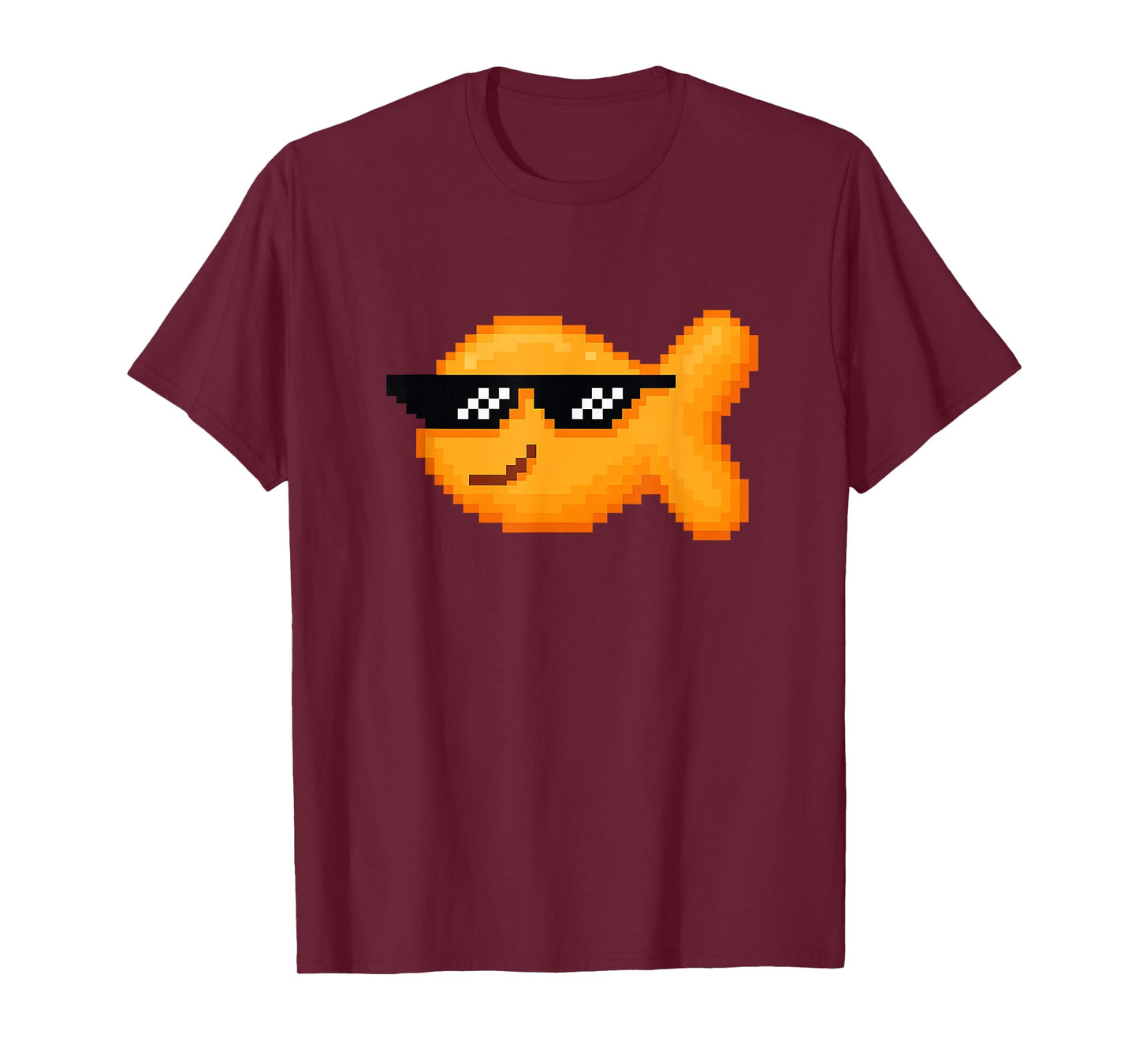 Pixelated Goldfish Cracker With Thug Pixel Sunglasses T-Shirt