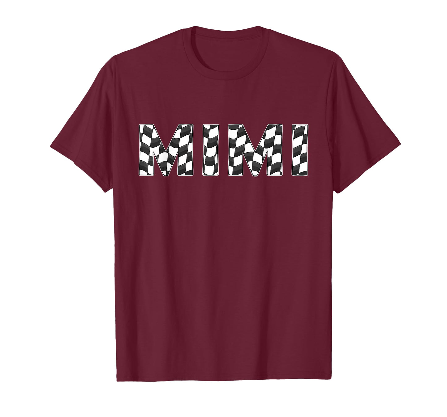 Checkered race car Mimi White Black Checkerboard Women Flag T-Shirt