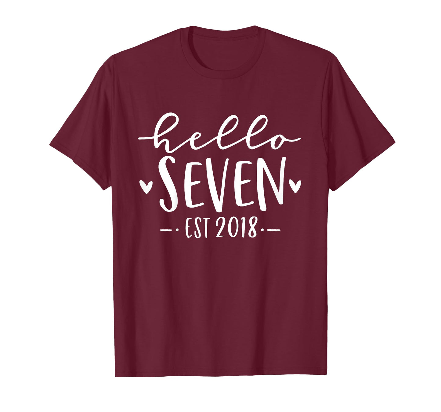Hello Seven Est 2018 7th Birthday Girl 7-Year-Old T-Shirt