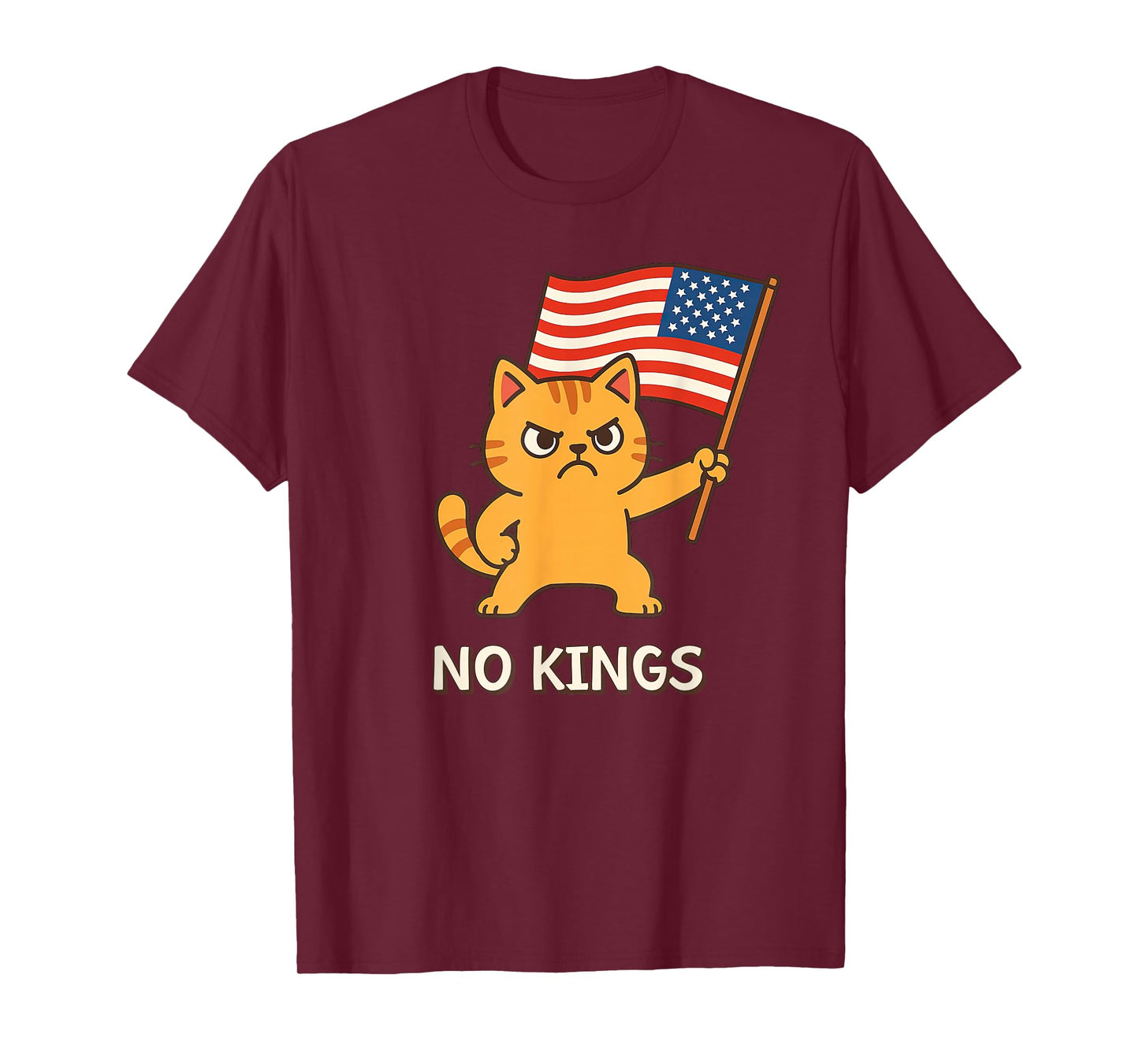 American Flag Upside Down Cat No Kings T-Shirt